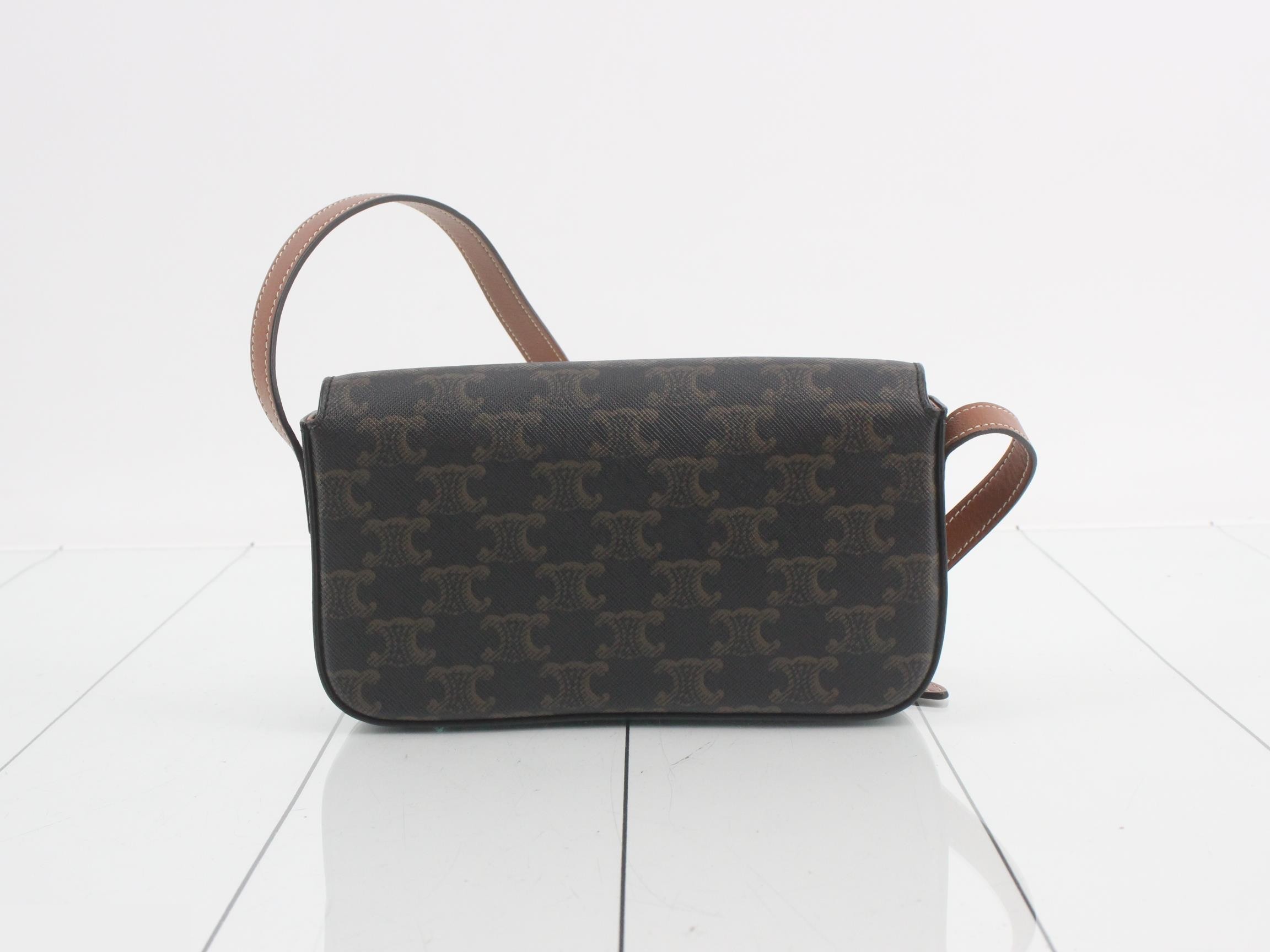 Triomphe Claude Shoulder Bag, Brown — view 2