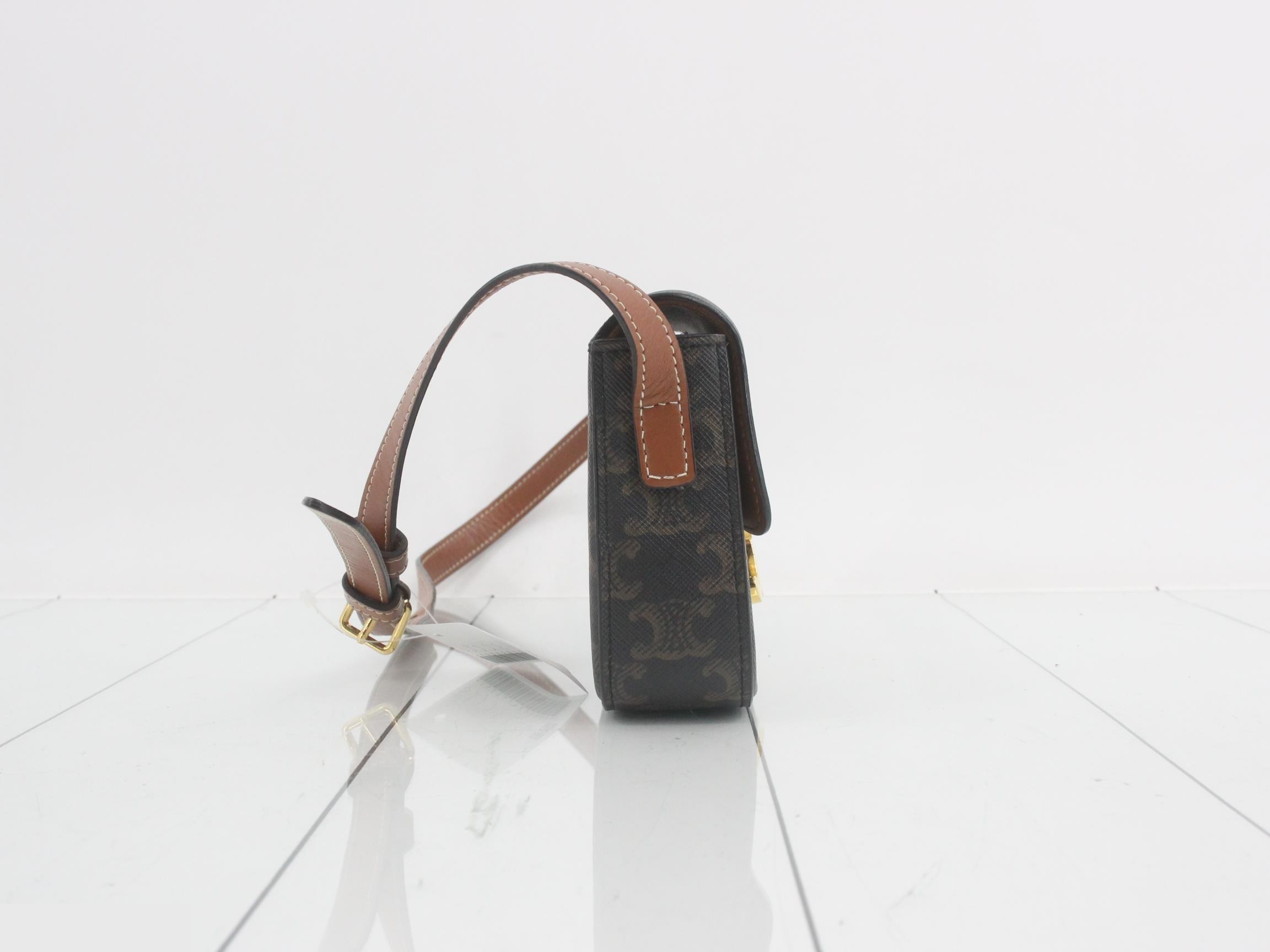 Triomphe Claude Shoulder Bag, Brown — view 4
