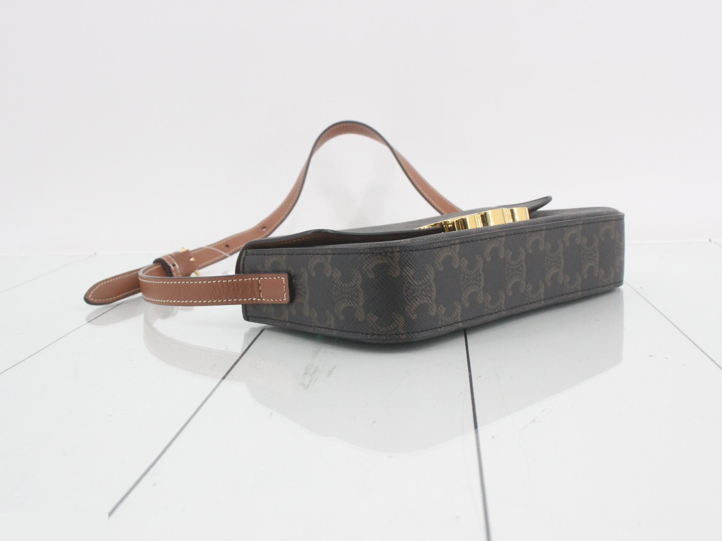 Triomphe Claude Shoulder Bag, Brown — view 5
