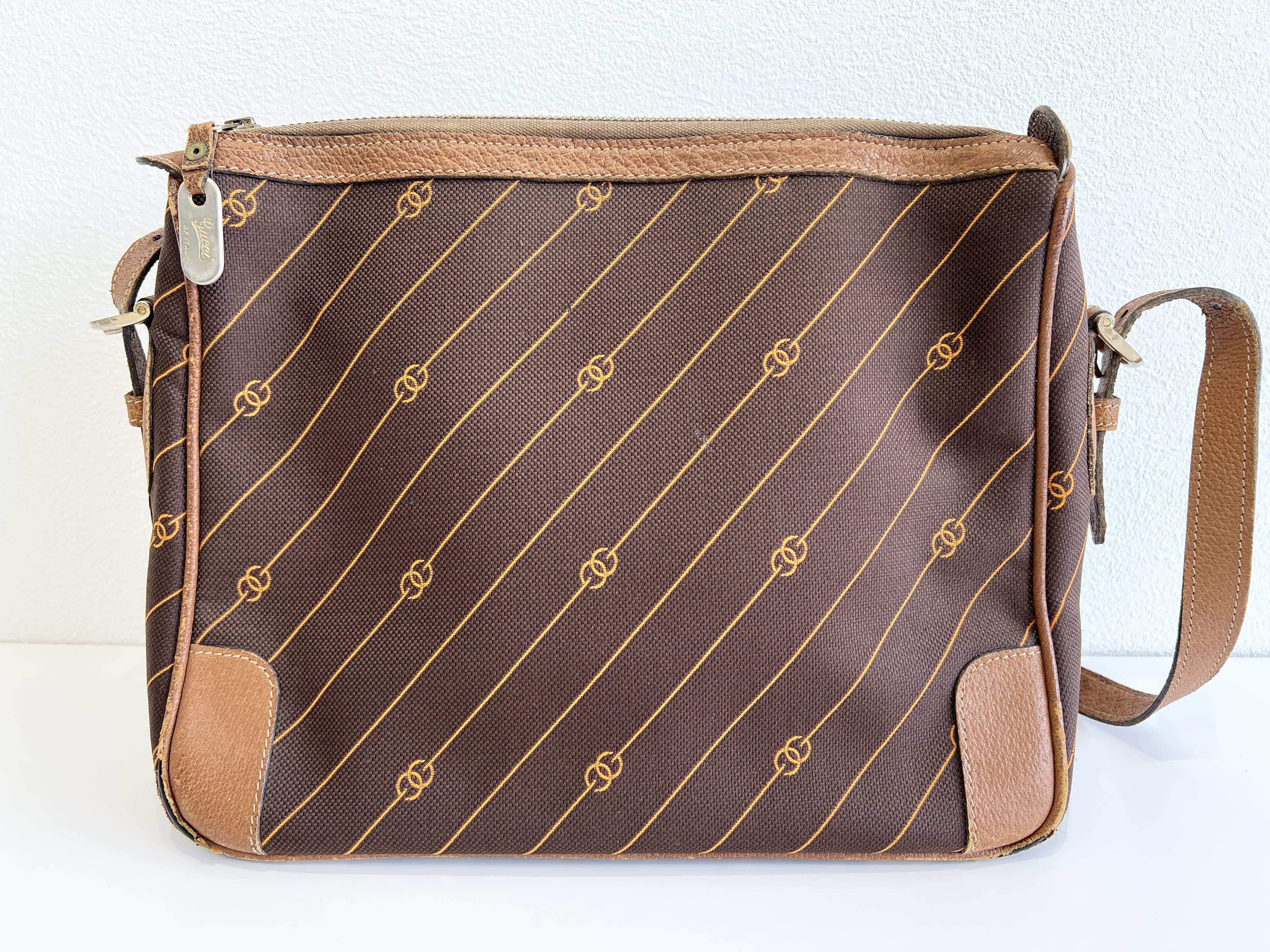 GG Canvas Leather Logo Stripe One Shoulder Bag — view 2