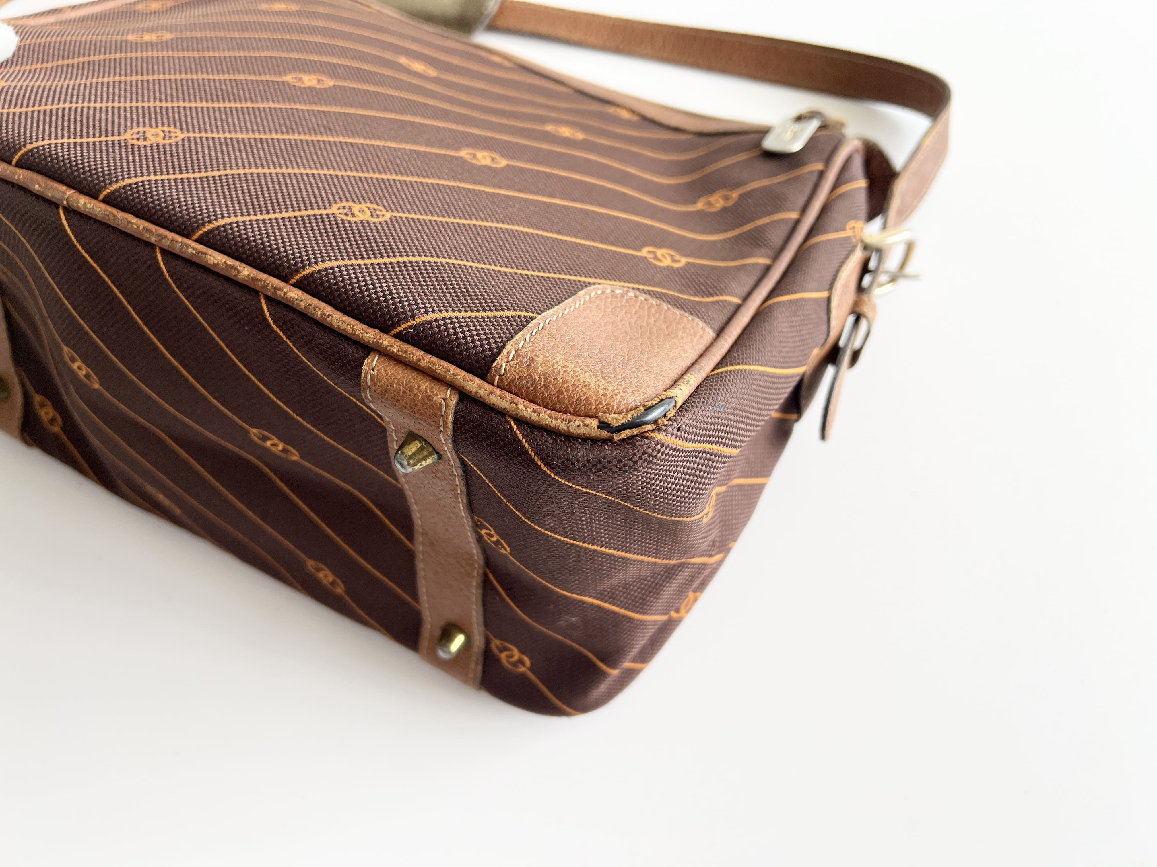 GG Canvas Leather Logo Stripe One Shoulder Bag — view 12
