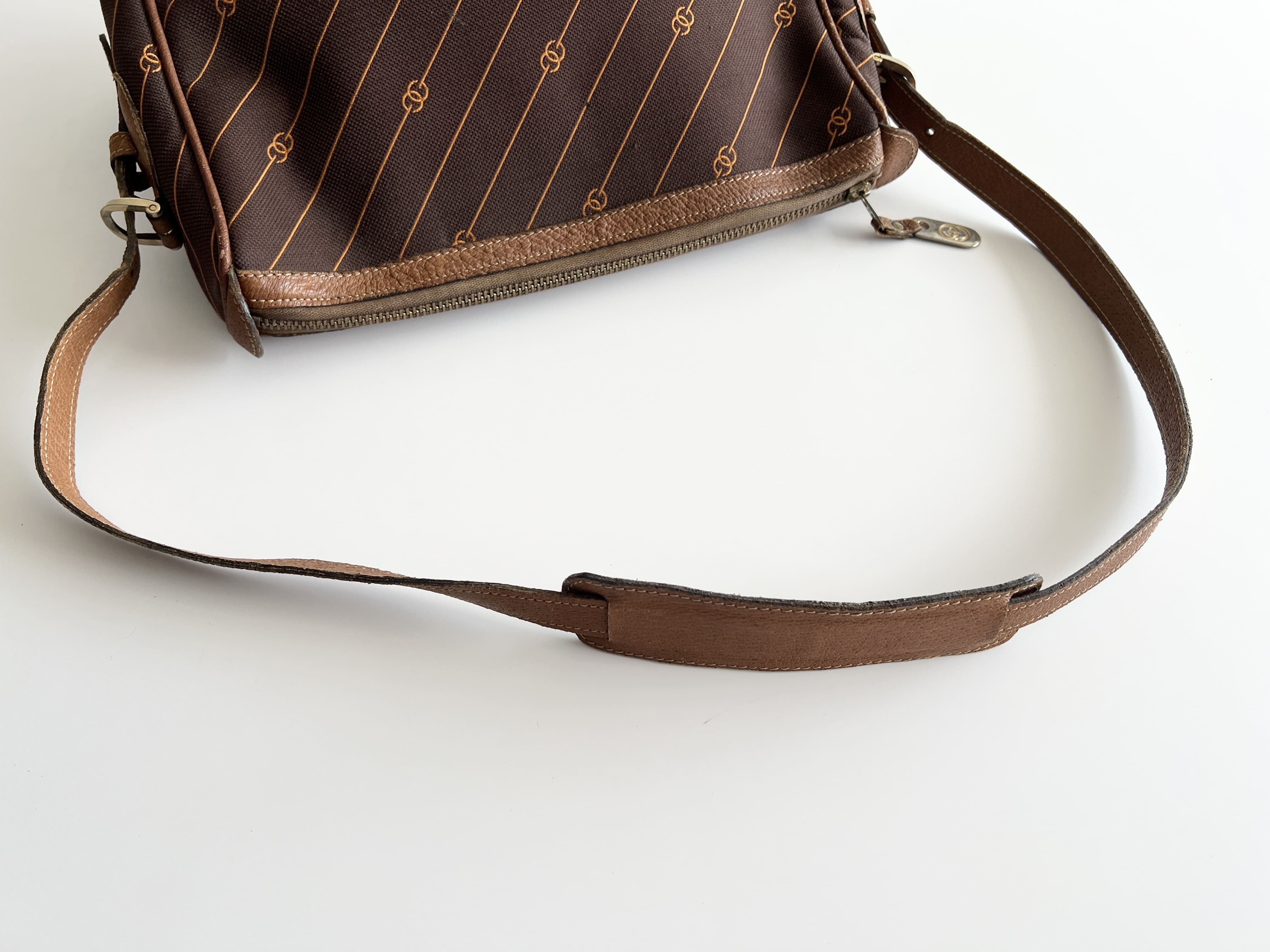 GG Canvas Leather Logo Stripe One Shoulder Bag — view 3