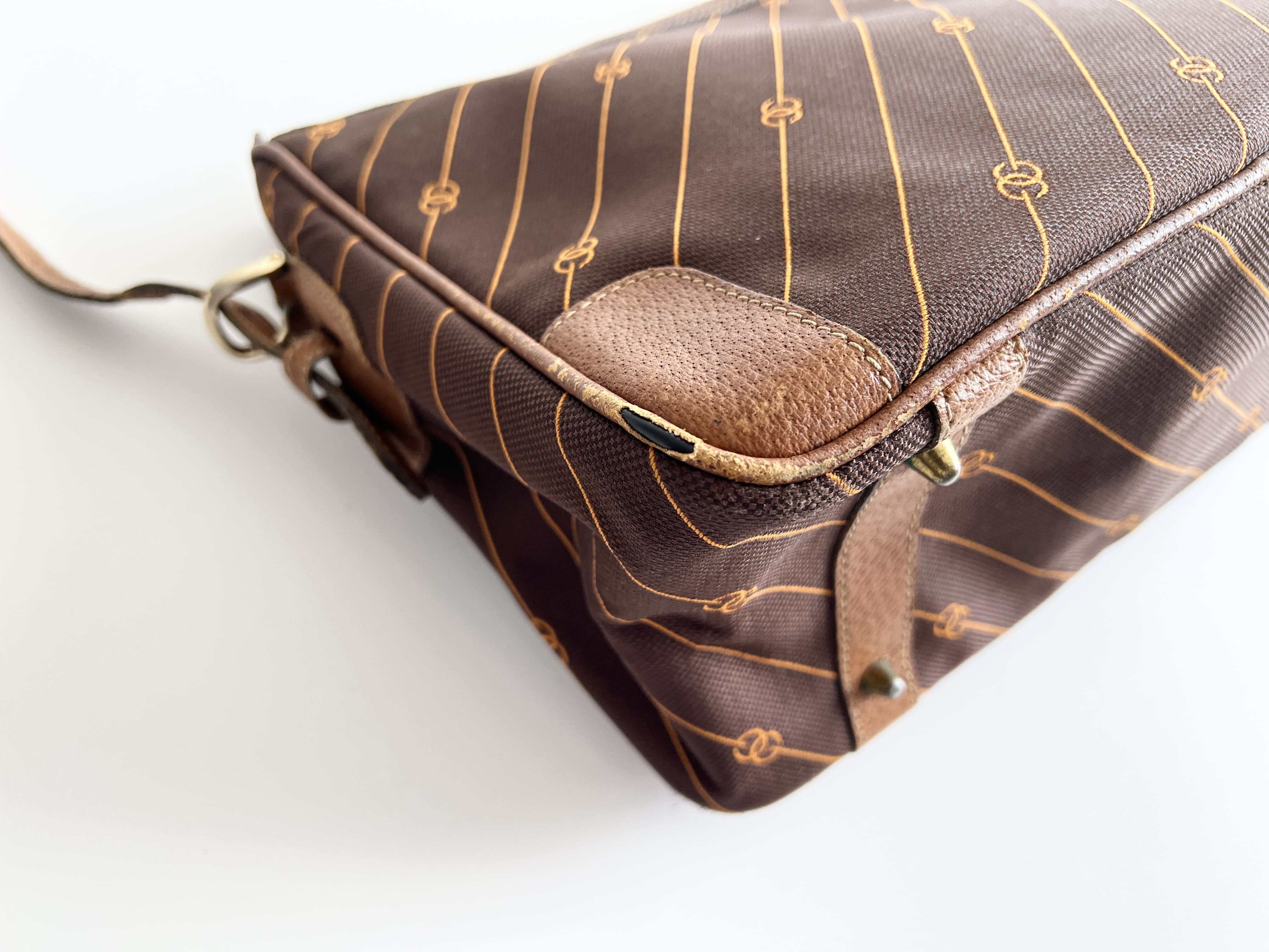GG Canvas Leather Logo Stripe One Shoulder Bag — view 9