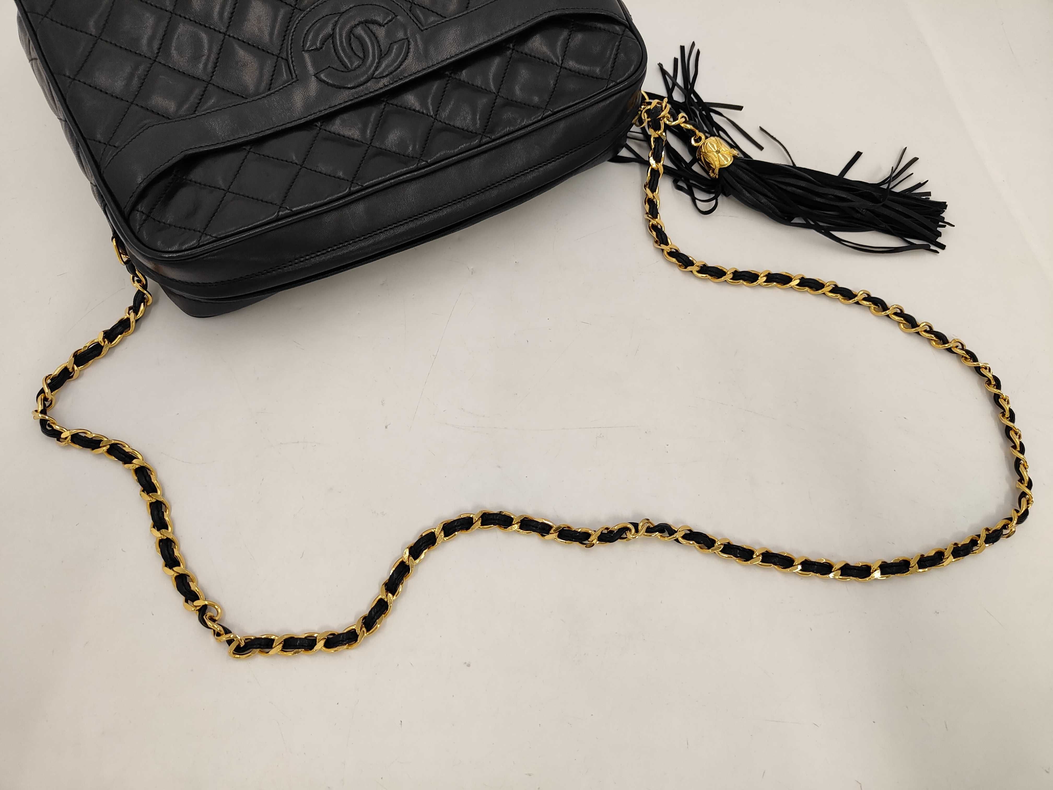 Matelassé Lambskin Chain Shoulder Bag with Fringe — view 3