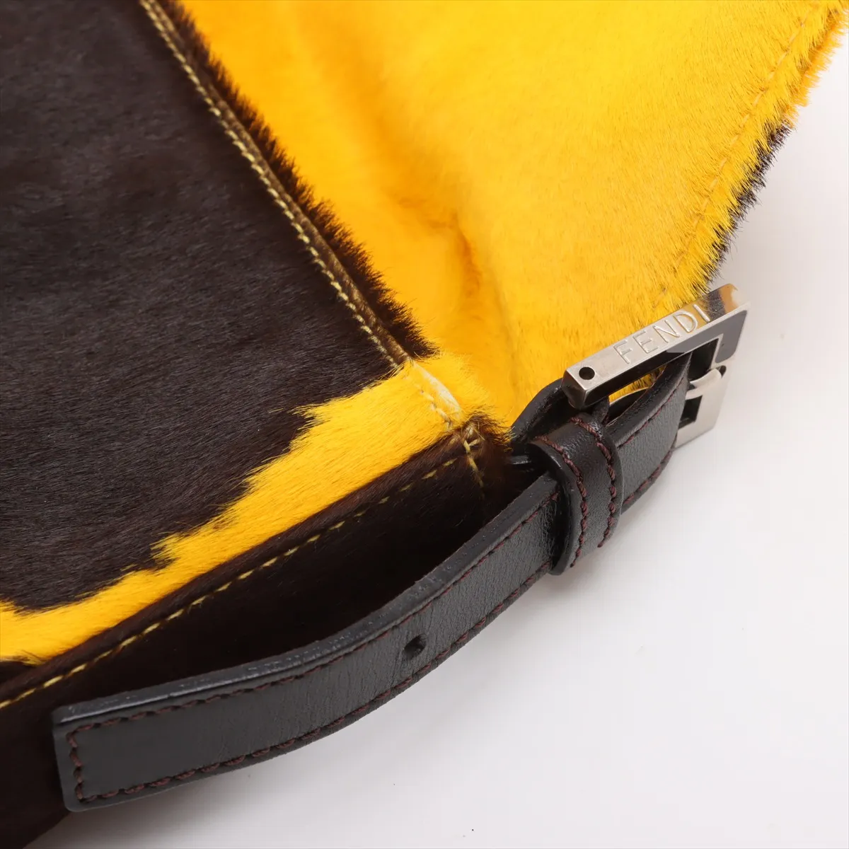 Mamma Bucket Harako x Leather Shoulder Bag Brown x Yellow 26424 — view 11