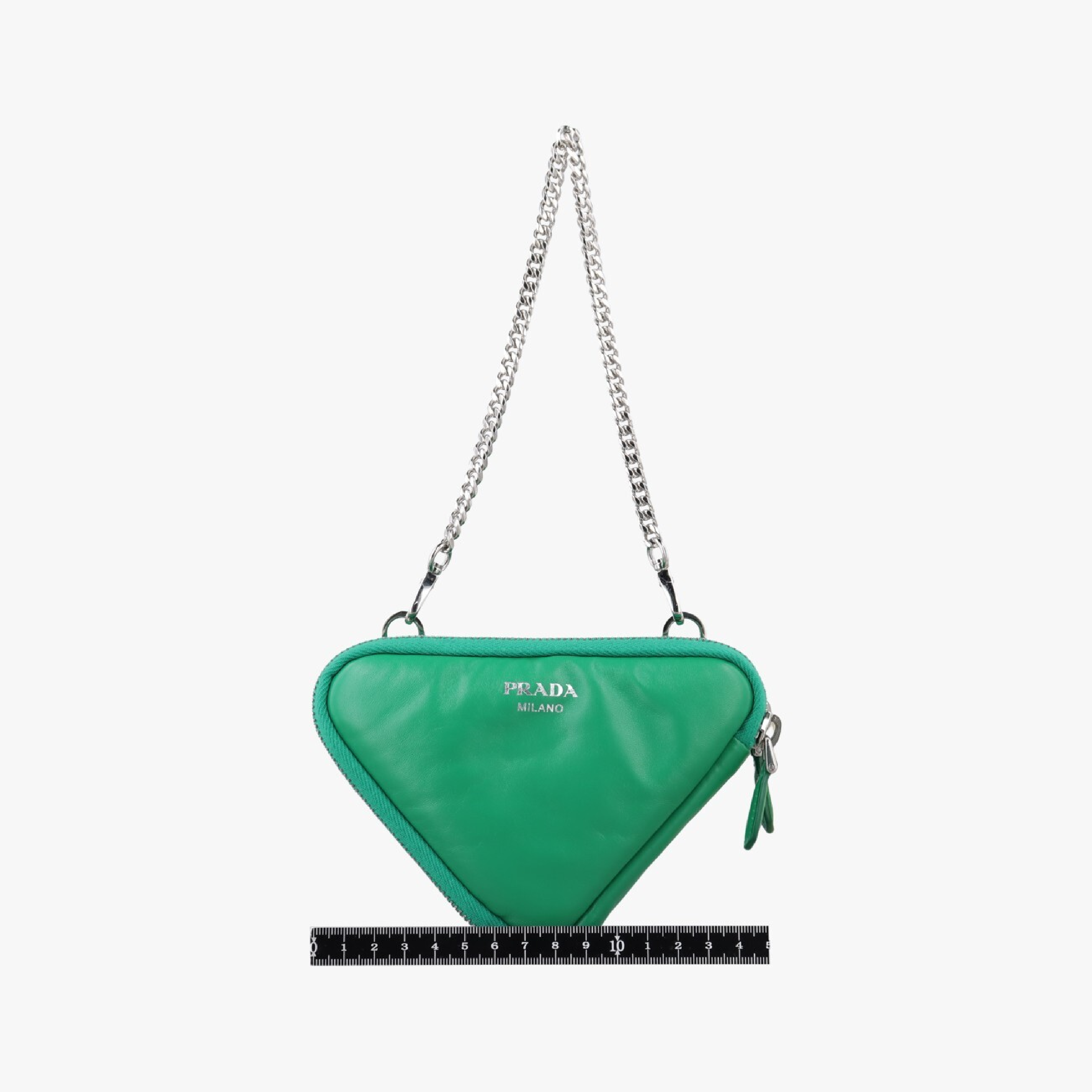 Triangle Mini Green Leather Shoulder Bag 1NR015 62 — view 2