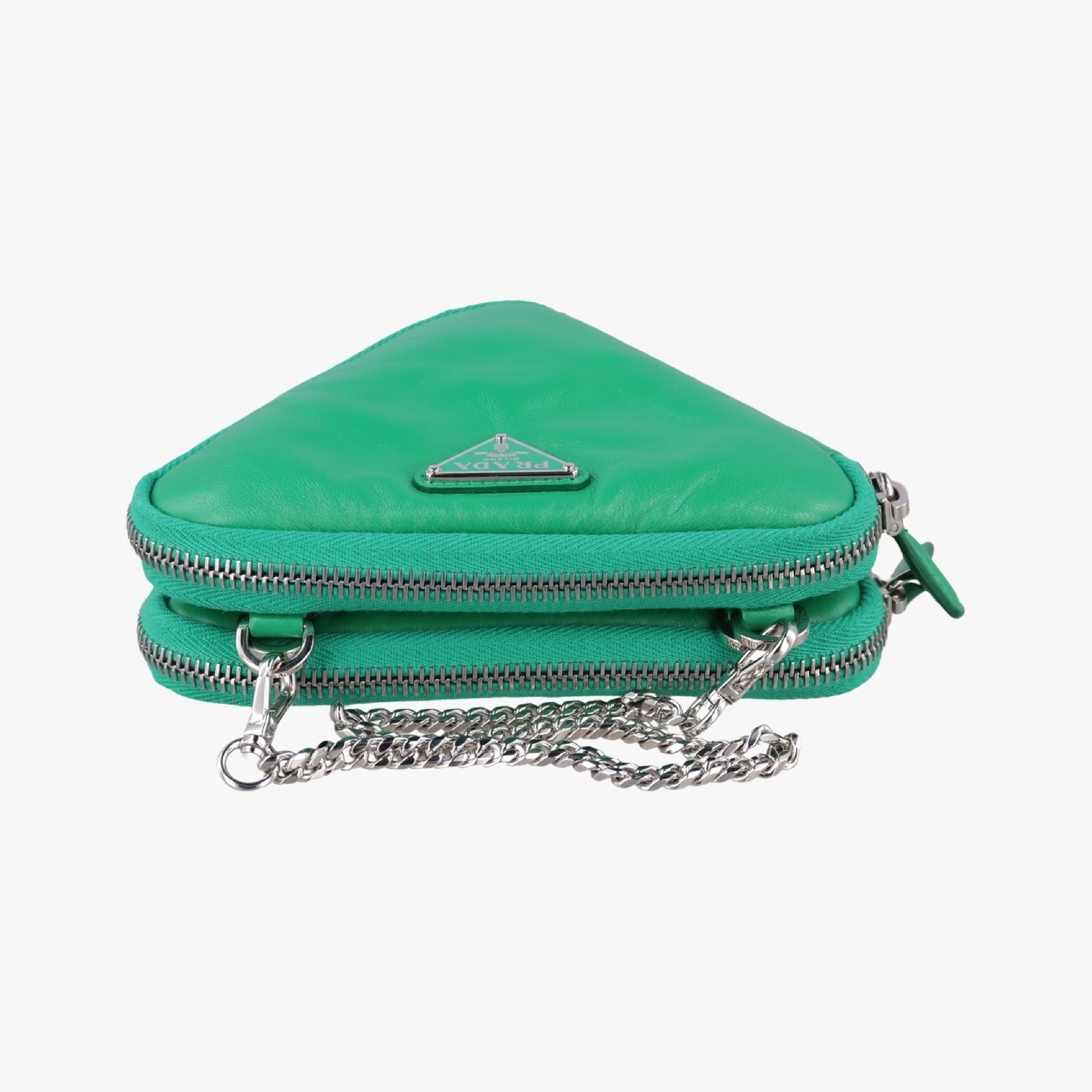 Triangle Mini Green Leather Shoulder Bag 1NR015 62 — view 5