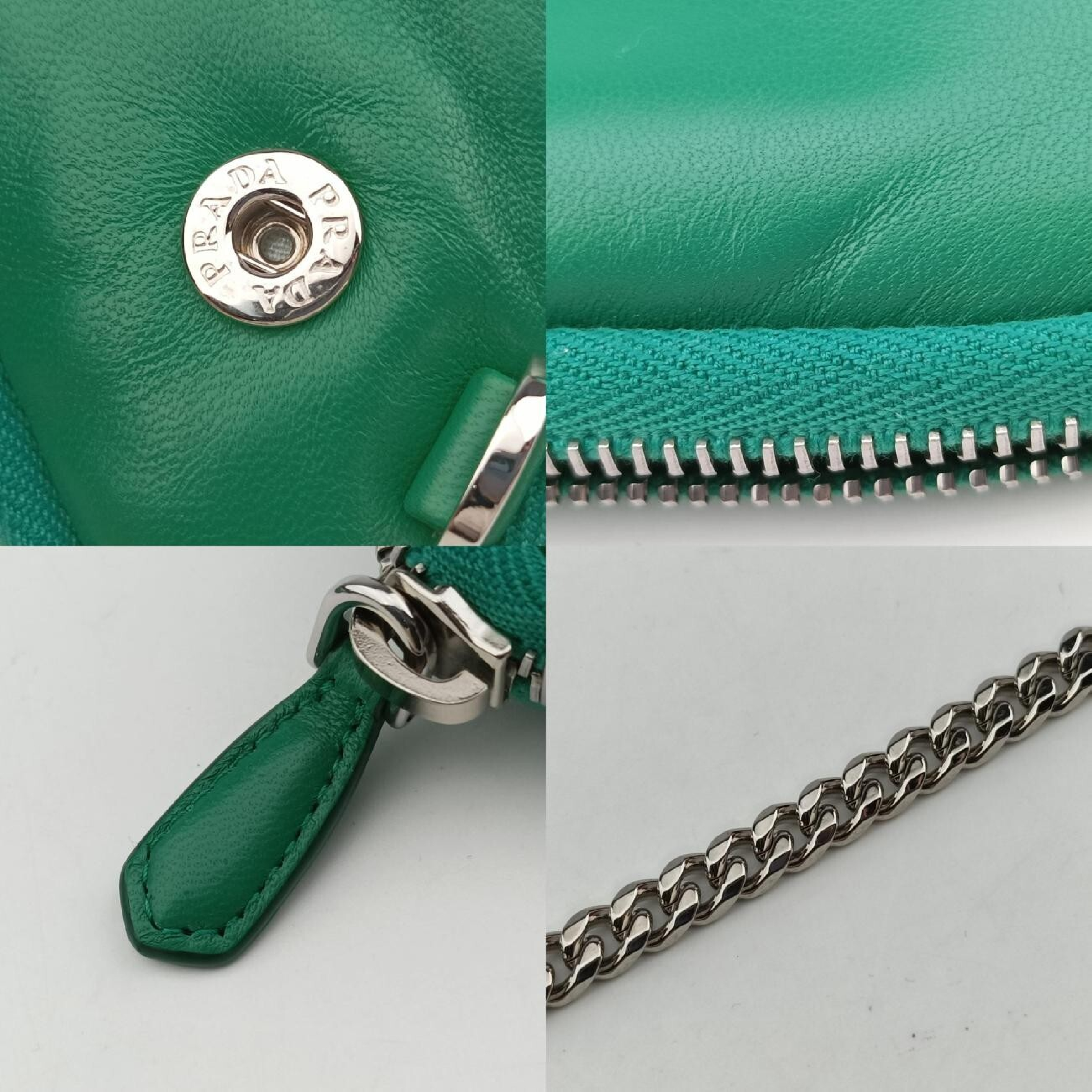Triangle Mini Green Leather Shoulder Bag 1NR015 62 — view 10
