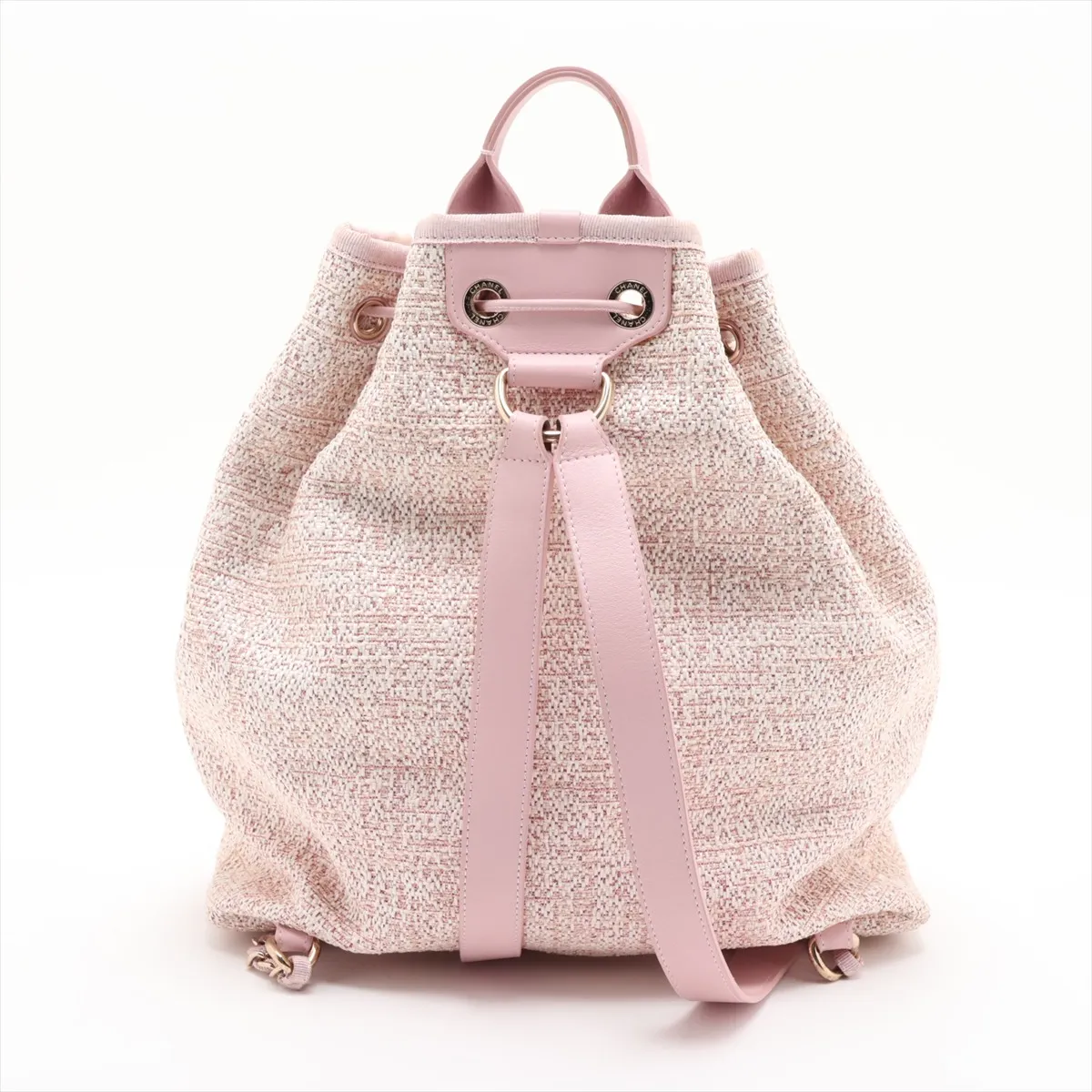Deauville Tweed Chain Backpack, Pink with Gold Hardware, Item No. 27318418 (Serial No. 27) — view 2