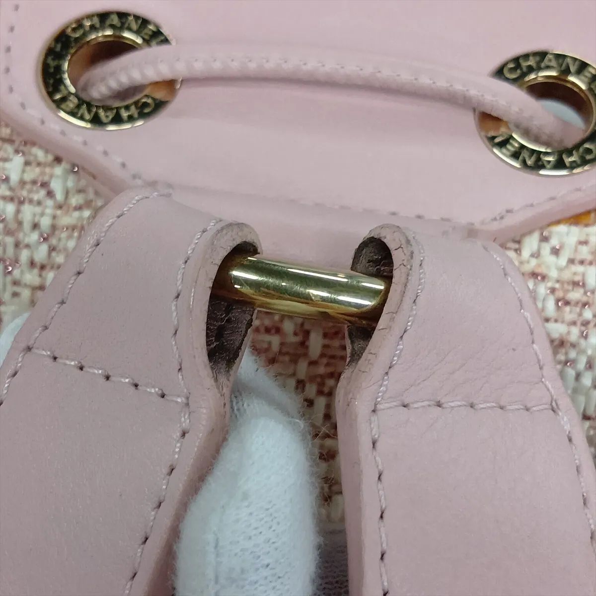 Deauville Tweed Chain Backpack, Pink with Gold Hardware, Item No. 27318418 (Serial No. 27) — view 11