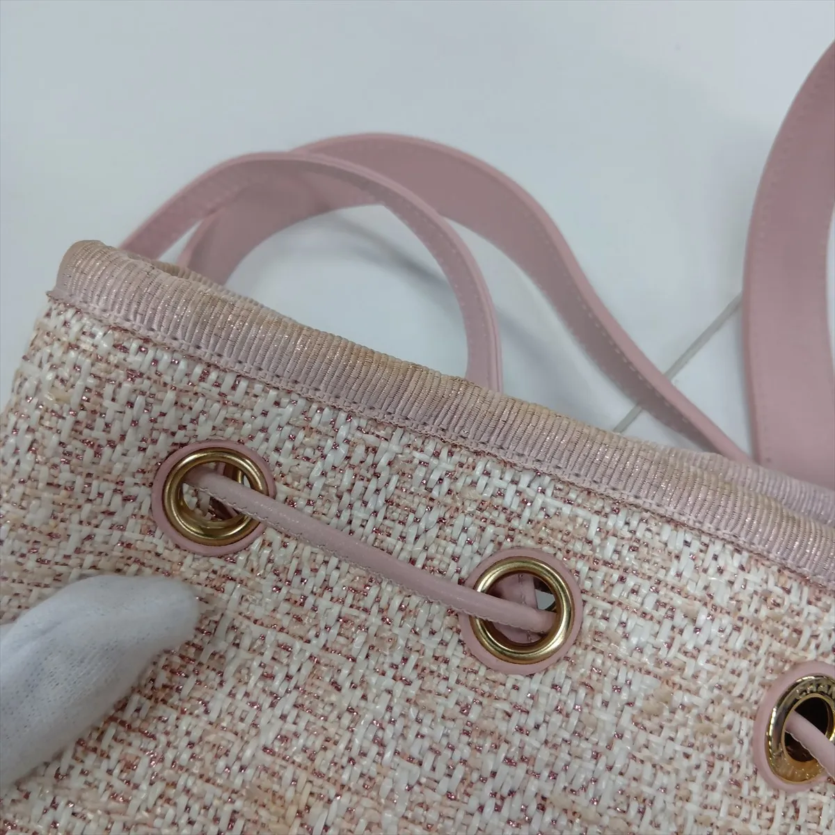 Deauville Tweed Chain Backpack, Pink with Gold Hardware, Item No. 27318418 (Serial No. 27) — view 14