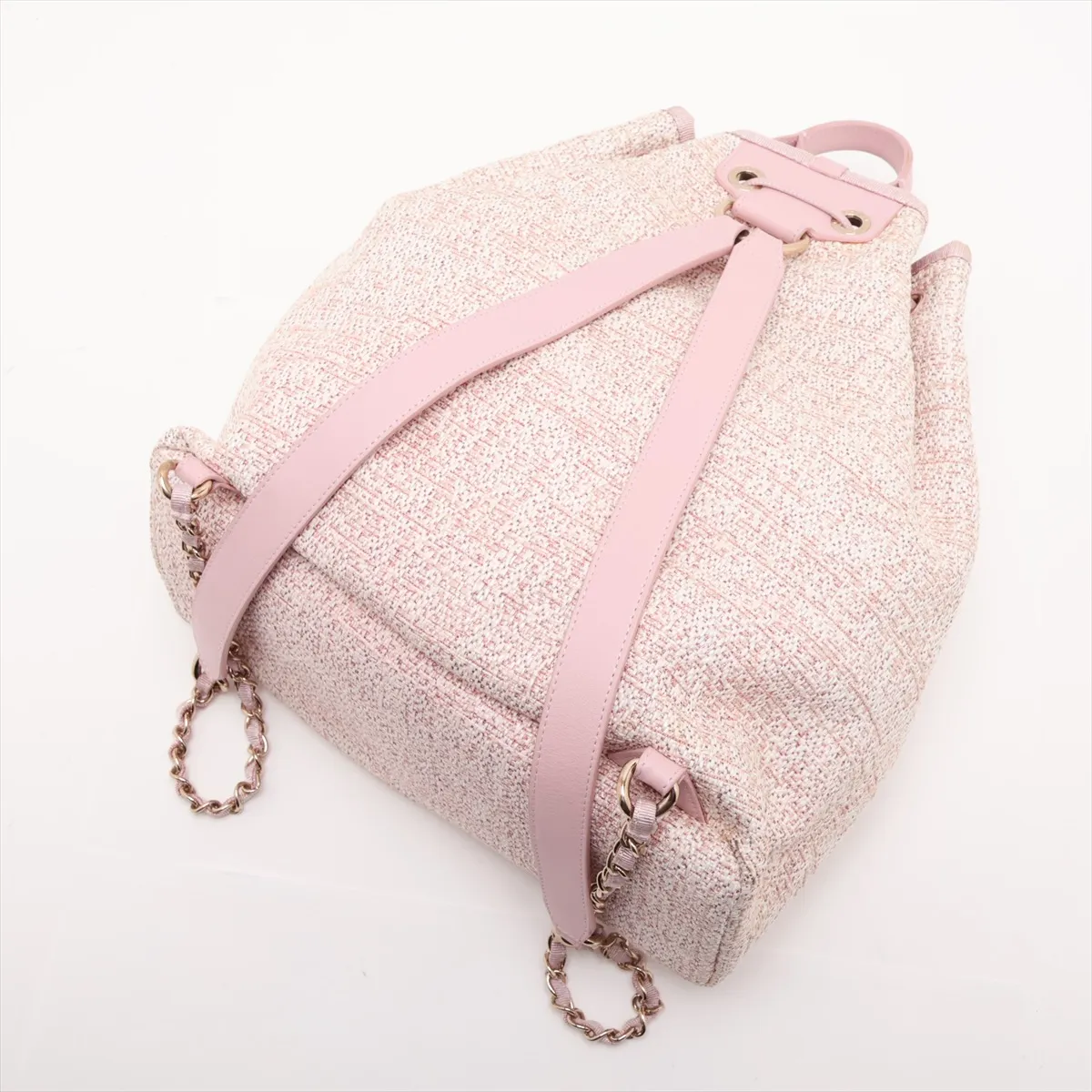 Deauville Tweed Chain Backpack, Pink with Gold Hardware, Item No. 27318418 (Serial No. 27) — view 5