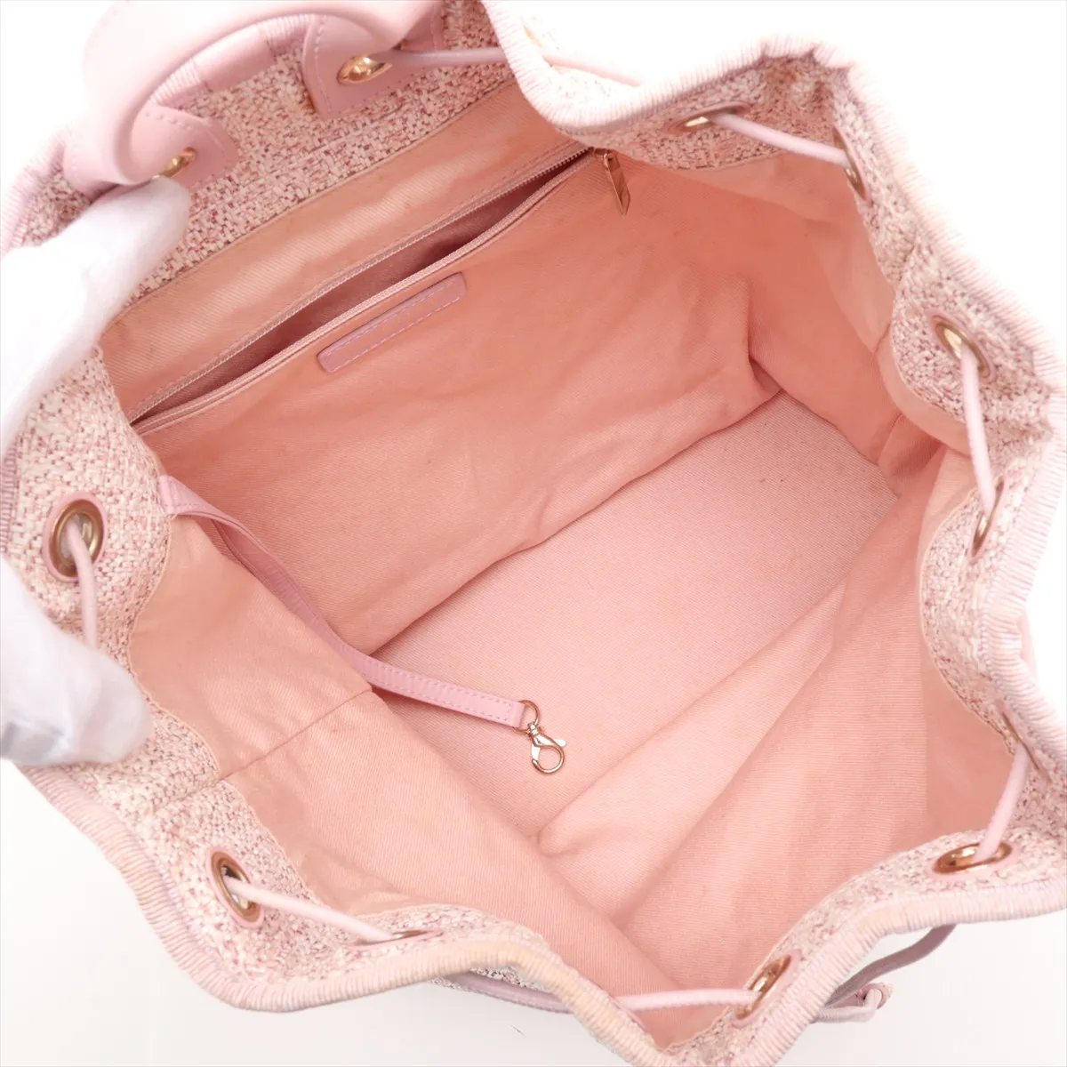 Deauville Tweed Chain Backpack, Pink with Gold Hardware, Item No. 27318418 (Serial No. 27) — view 7