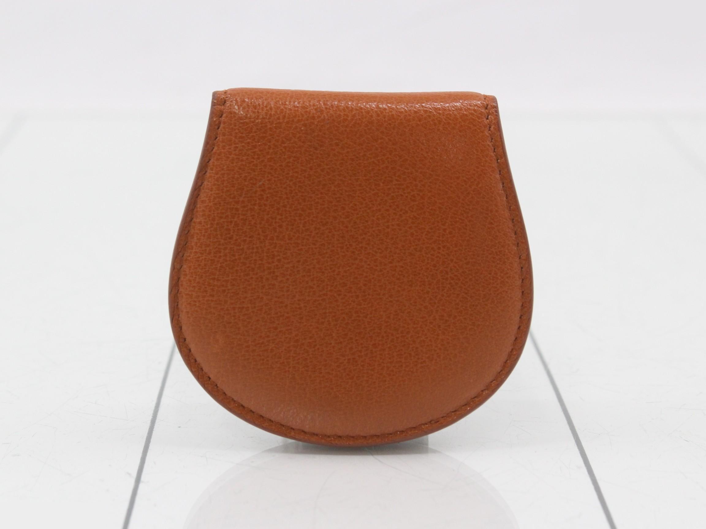 Interlocking Coin Case, Leather, Camel, Studs — view 2