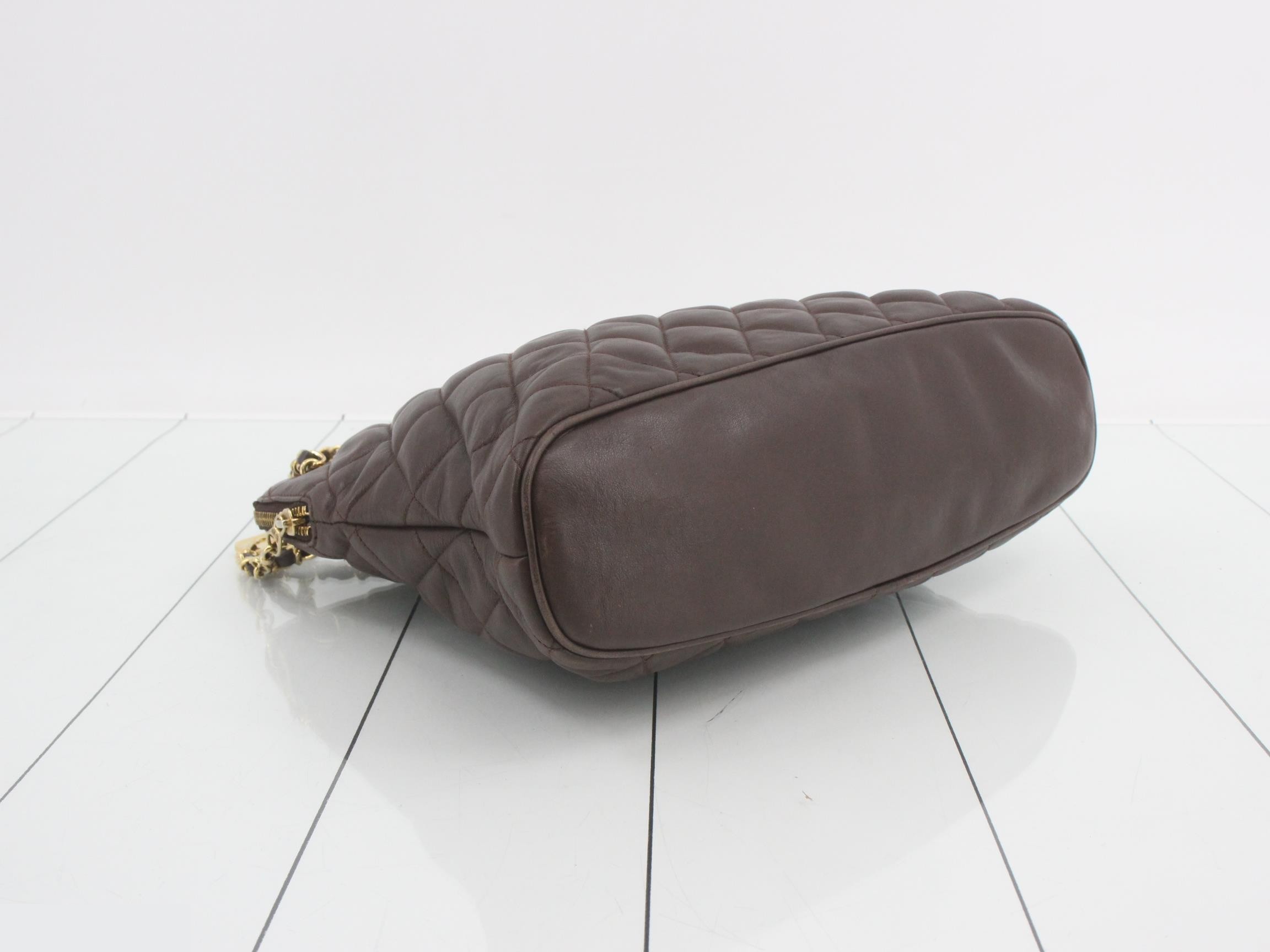 Matelassé Chain Tote, Brown, Unit 1 — view 5