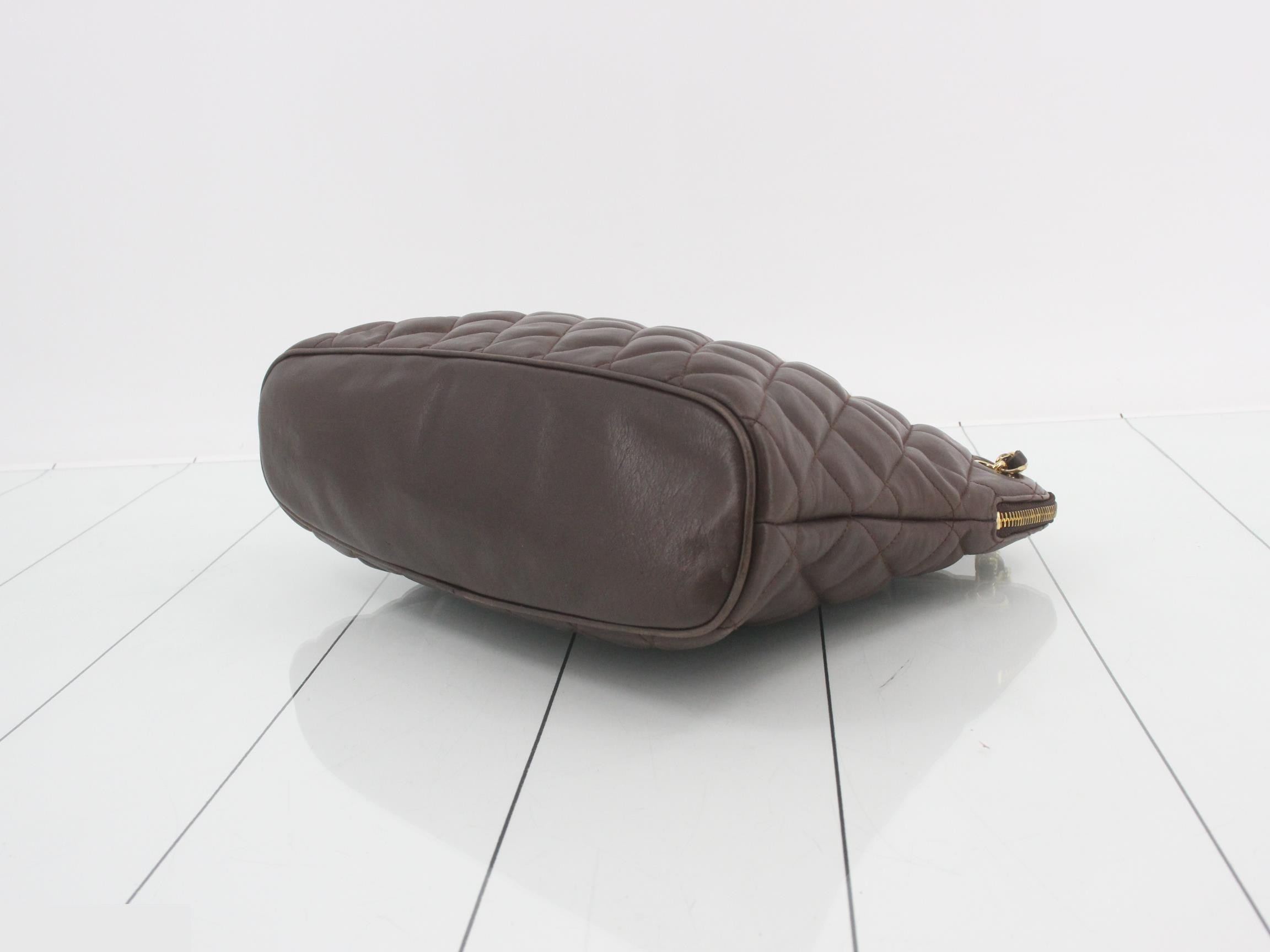 Matelassé Chain Tote, Brown, Unit 1 — view 6