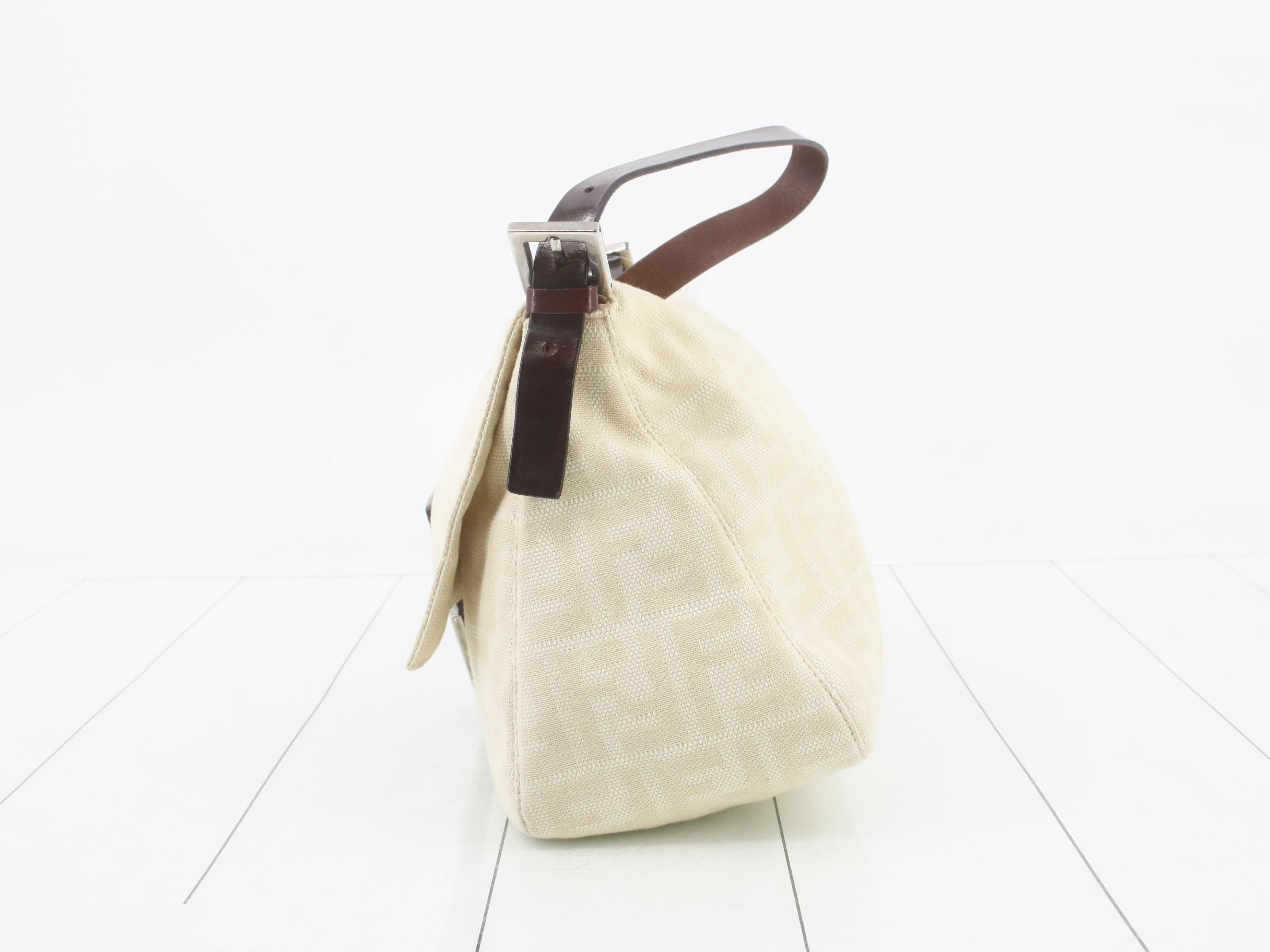 Canvas Zucca Mamma Baguette Beige Brown SV hardware — view 3