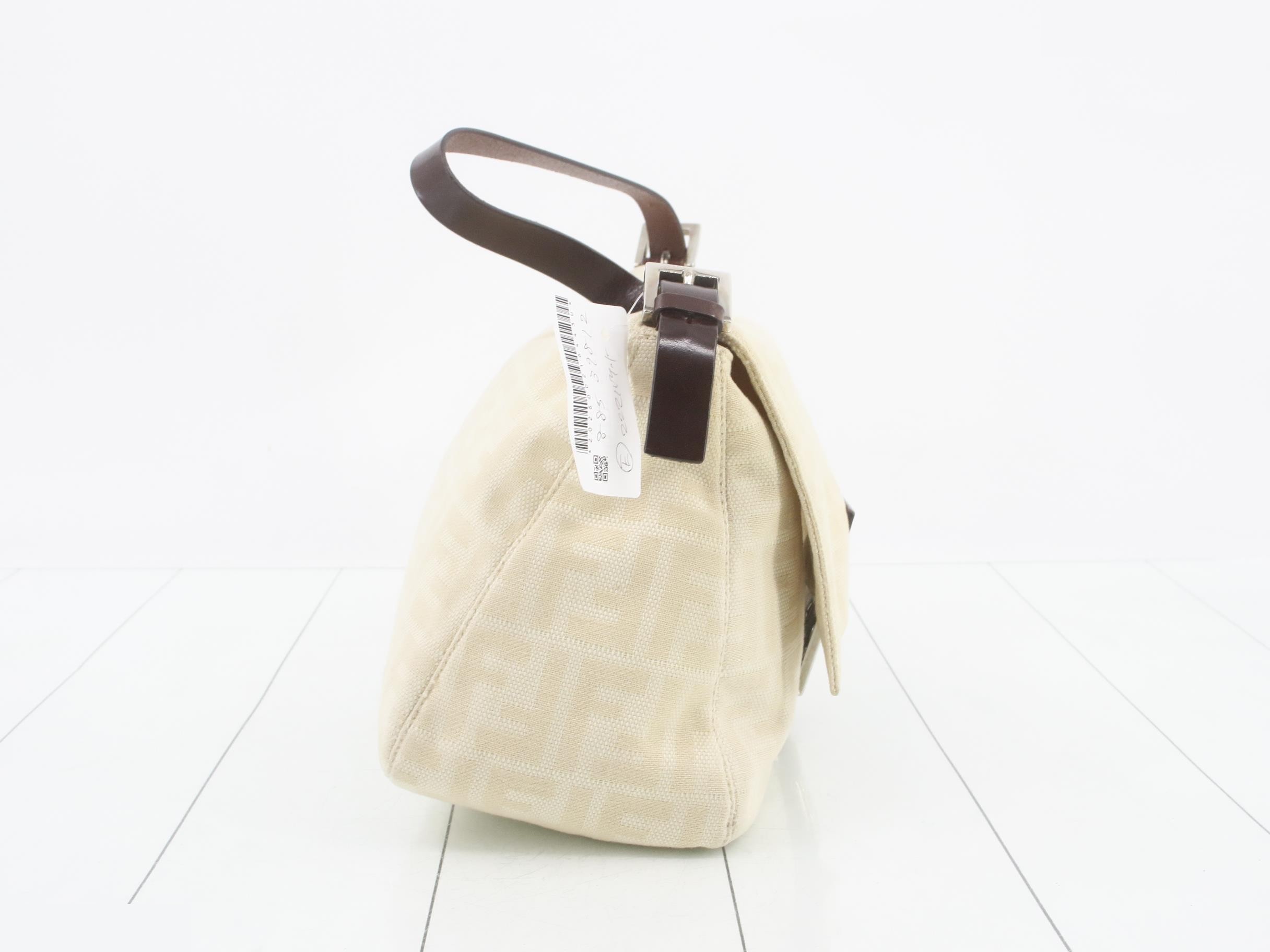 Canvas Zucca Mamma Baguette Beige Brown SV hardware — view 4
