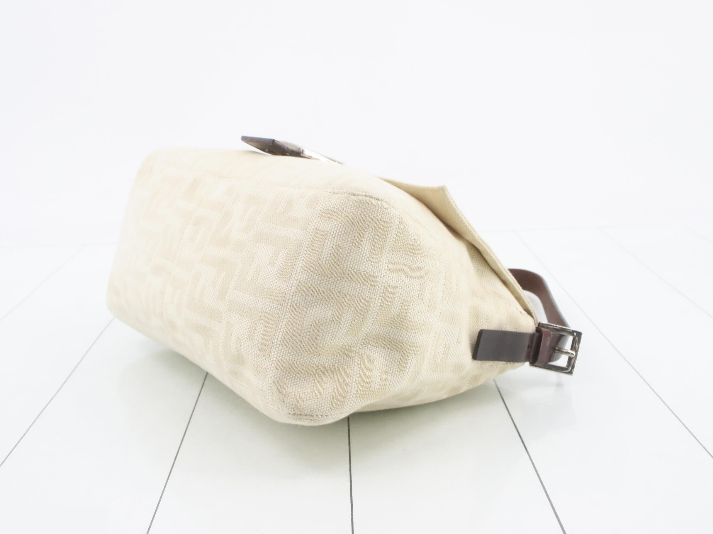 Canvas Zucca Mamma Baguette Beige Brown SV hardware — view 6