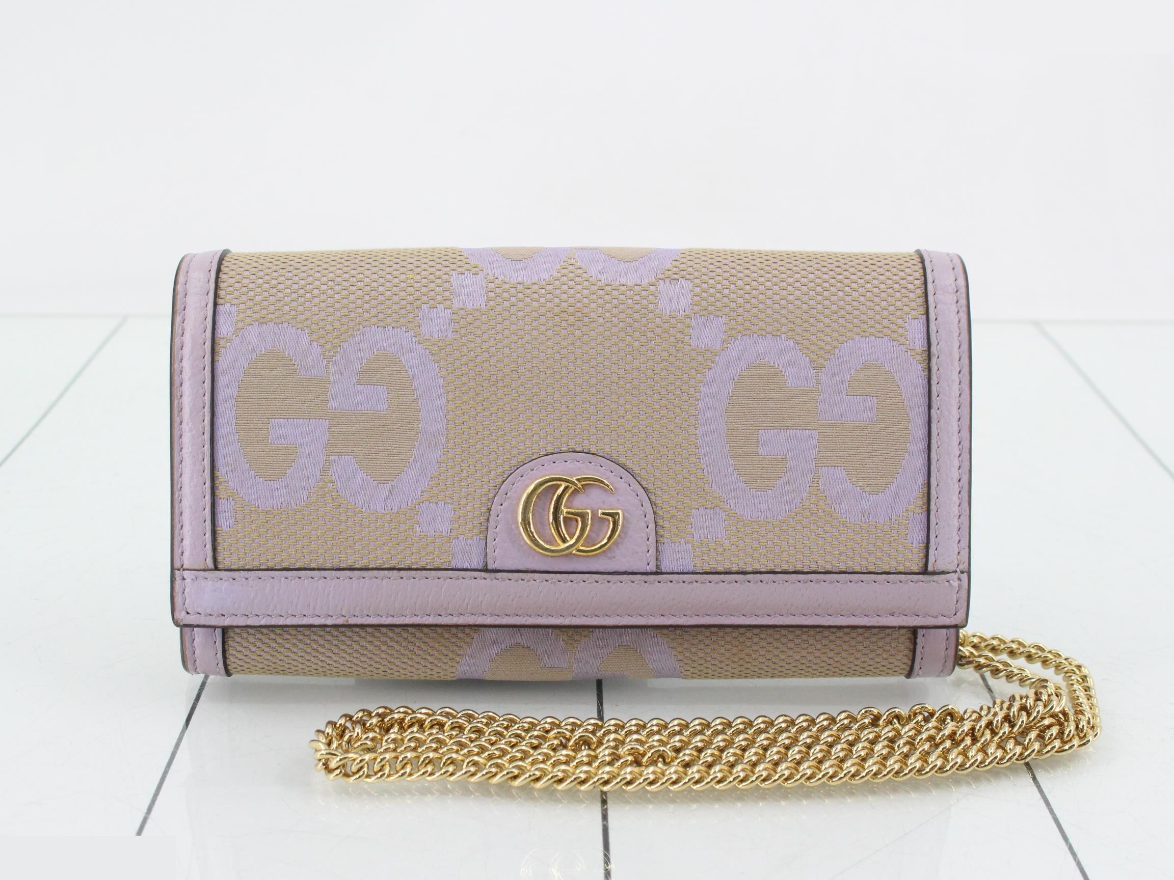 Jumbo GG Canvas/Leather Chain Wallet