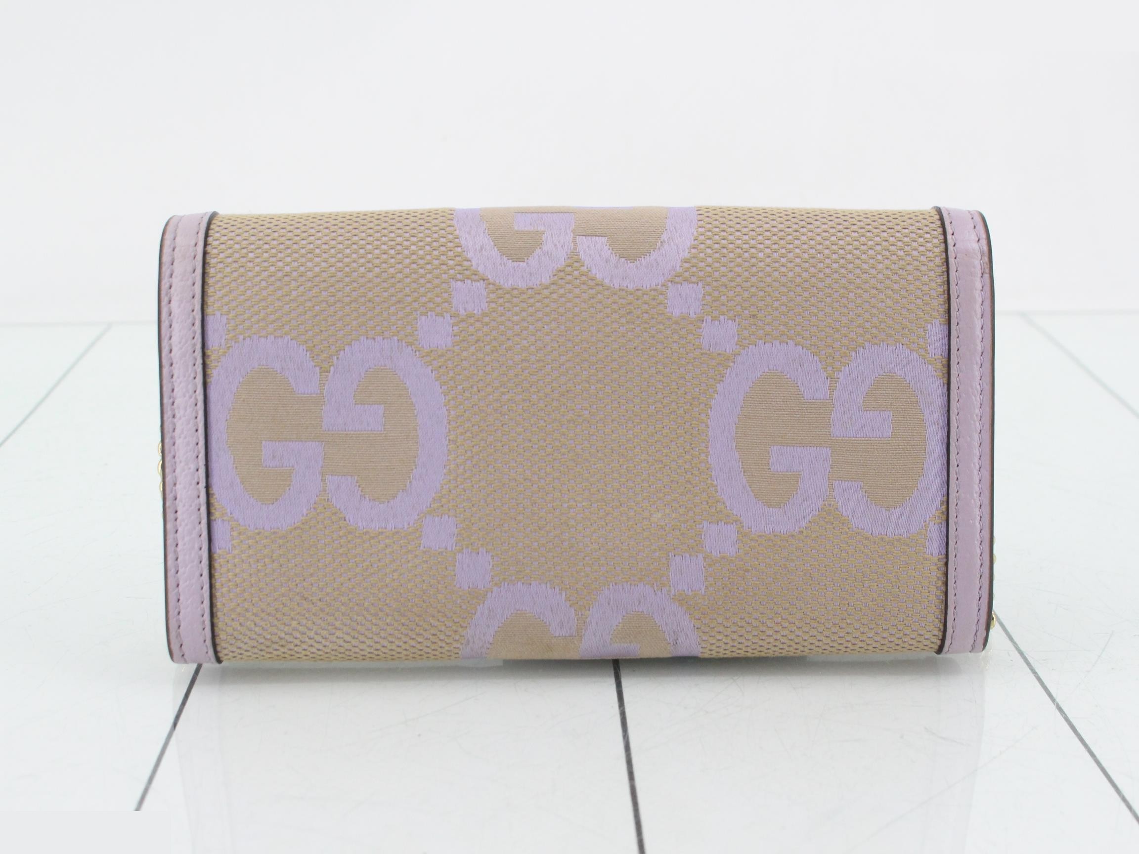 Jumbo GG Canvas/Leather Chain Wallet — view 2