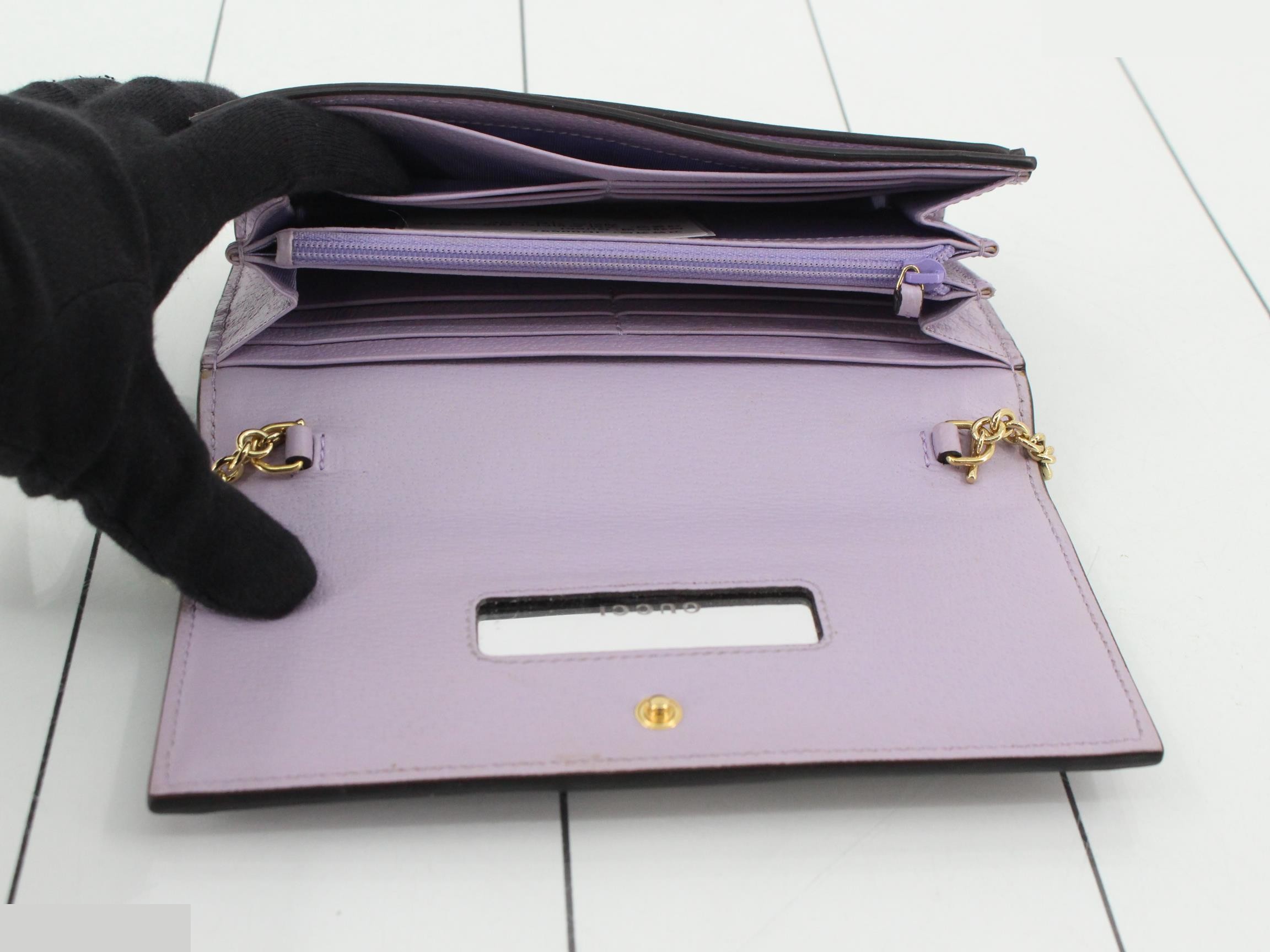 Jumbo GG Canvas/Leather Chain Wallet — view 4