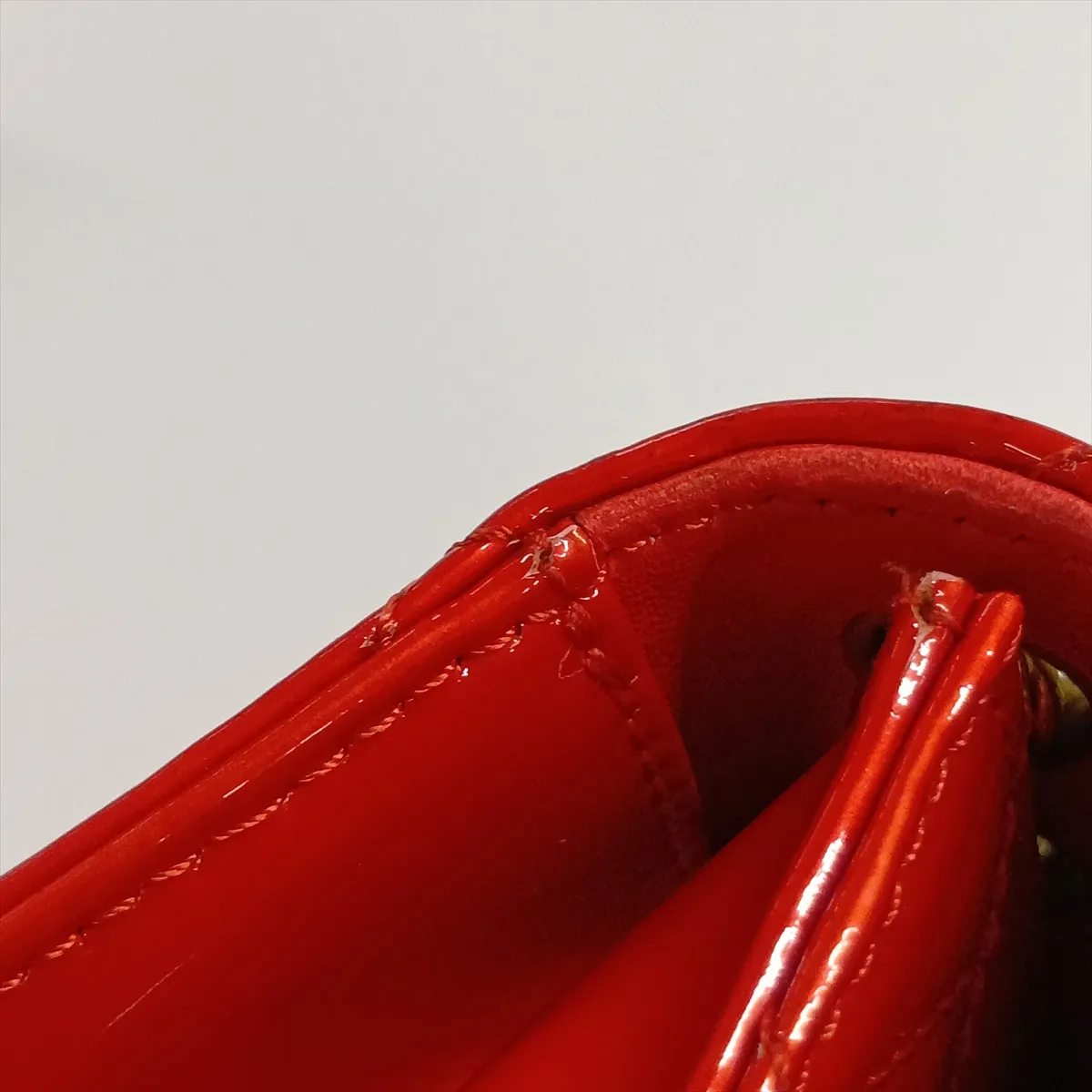 Matelassé Patent Leather Single Flap Double Chain Bag, Red with Gold Hardware, 12067372, Series 12 — view 8