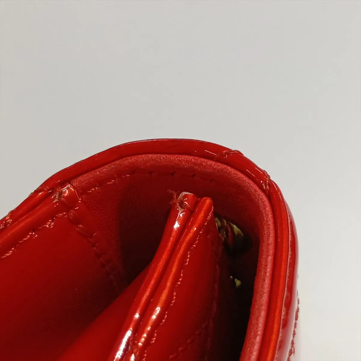 Matelassé Patent Leather Single Flap Double Chain Bag, Red with Gold Hardware, 12067372, Series 12 — view 9