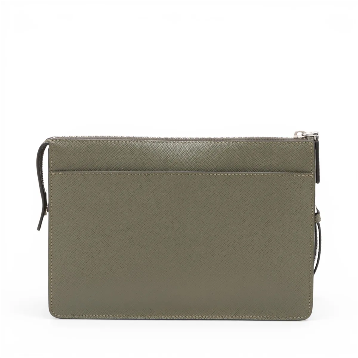 saffiano leather clutch bag khaki — view 2