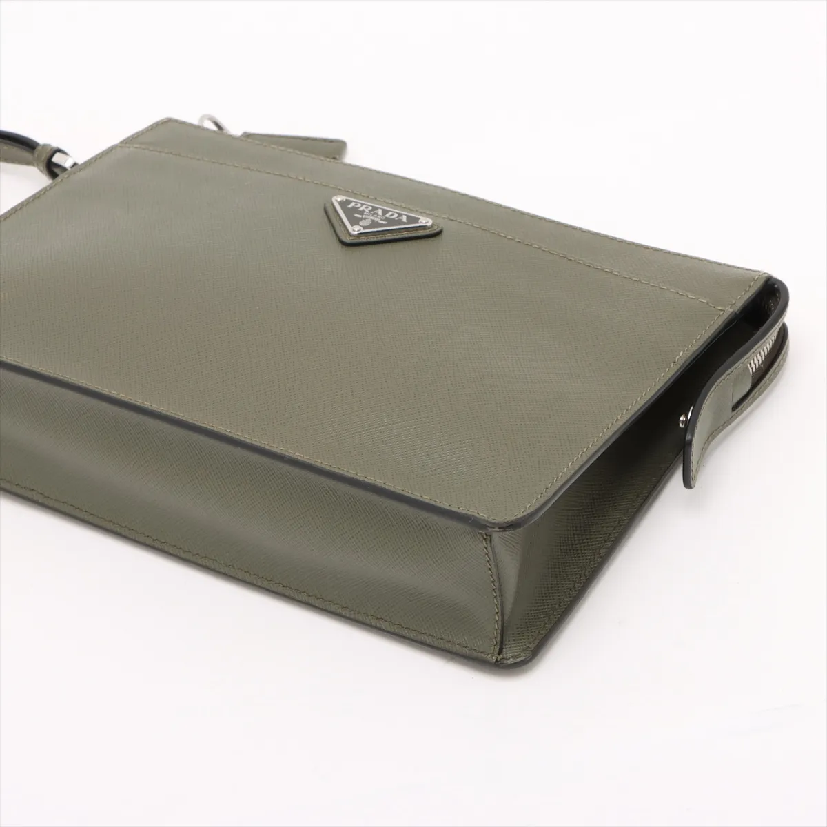 saffiano leather clutch bag khaki — view 3
