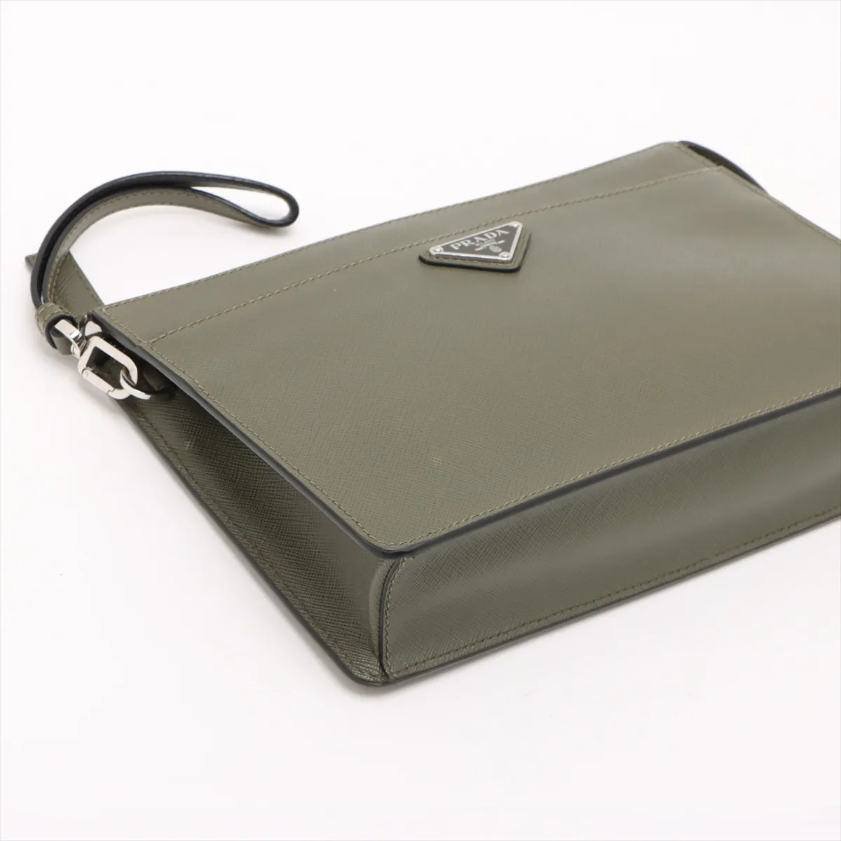 saffiano leather clutch bag khaki — view 4