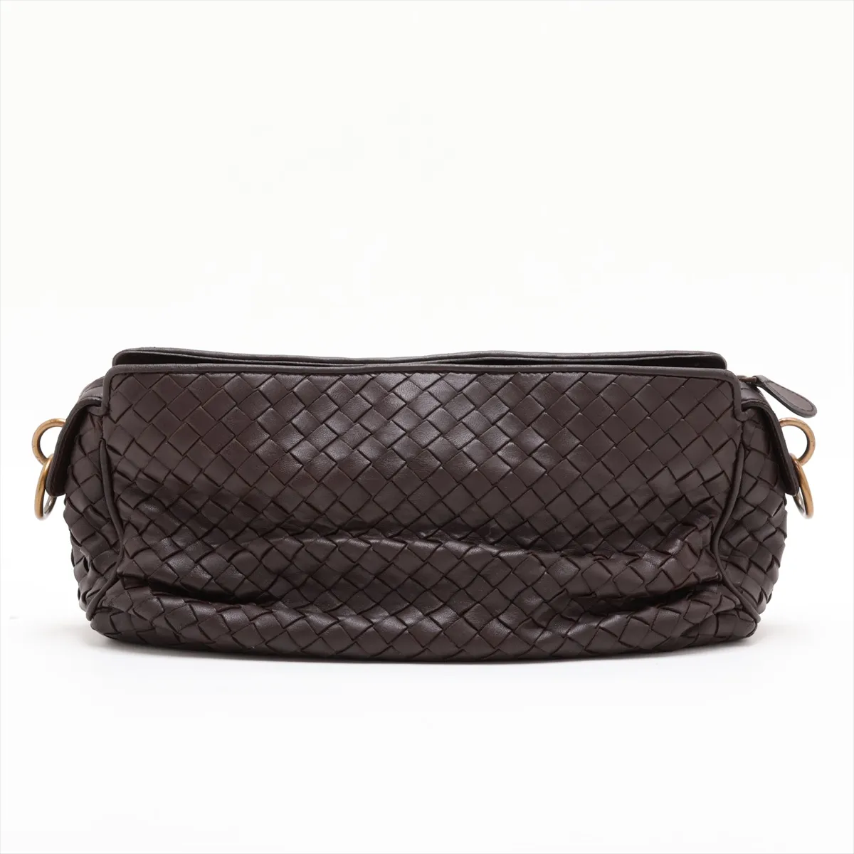 Intrecciato Leather Shoulder Bag, Brown — view 2
