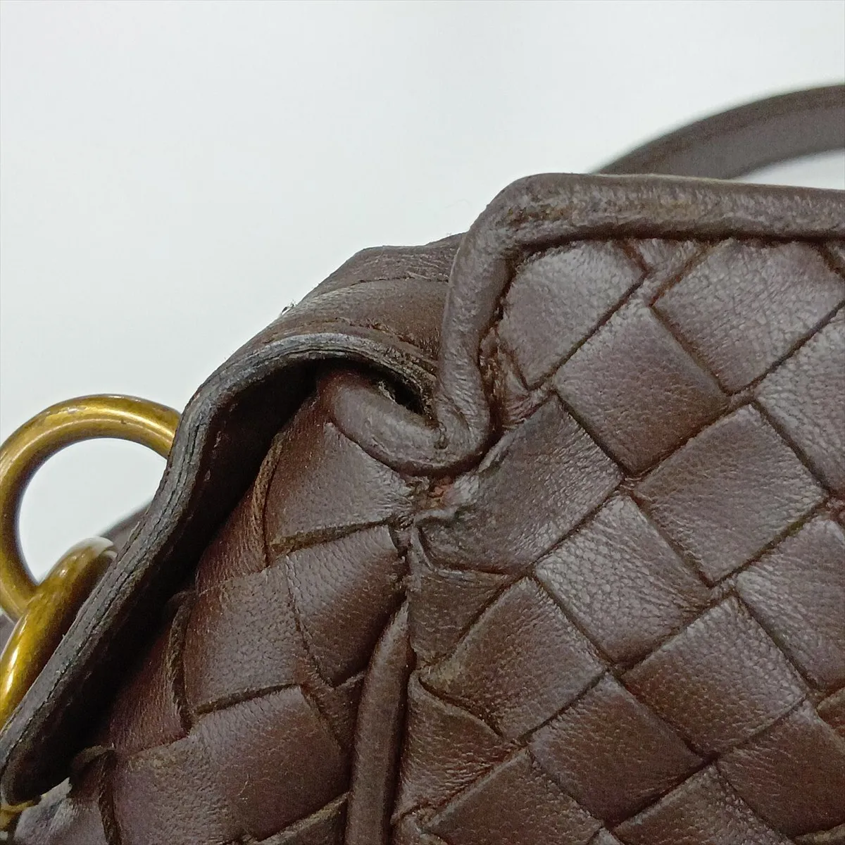 Intrecciato Leather Shoulder Bag, Brown — view 9