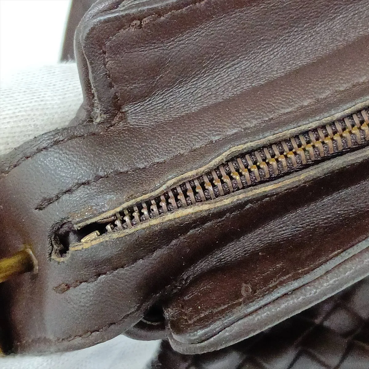 Intrecciato Leather Shoulder Bag, Brown — view 10