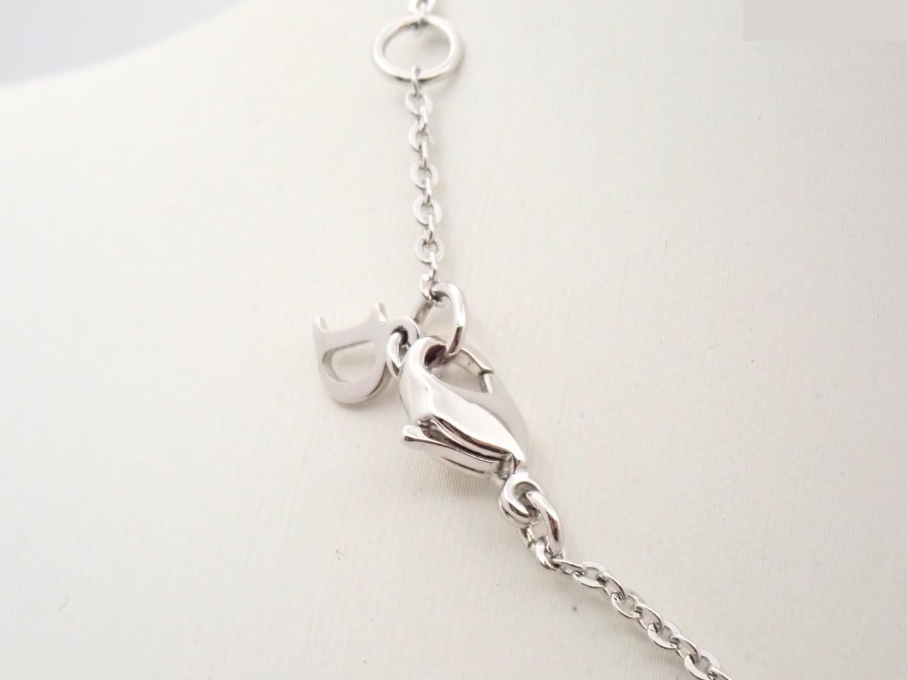 Logo necklace with rhinestones, silver color — view 2