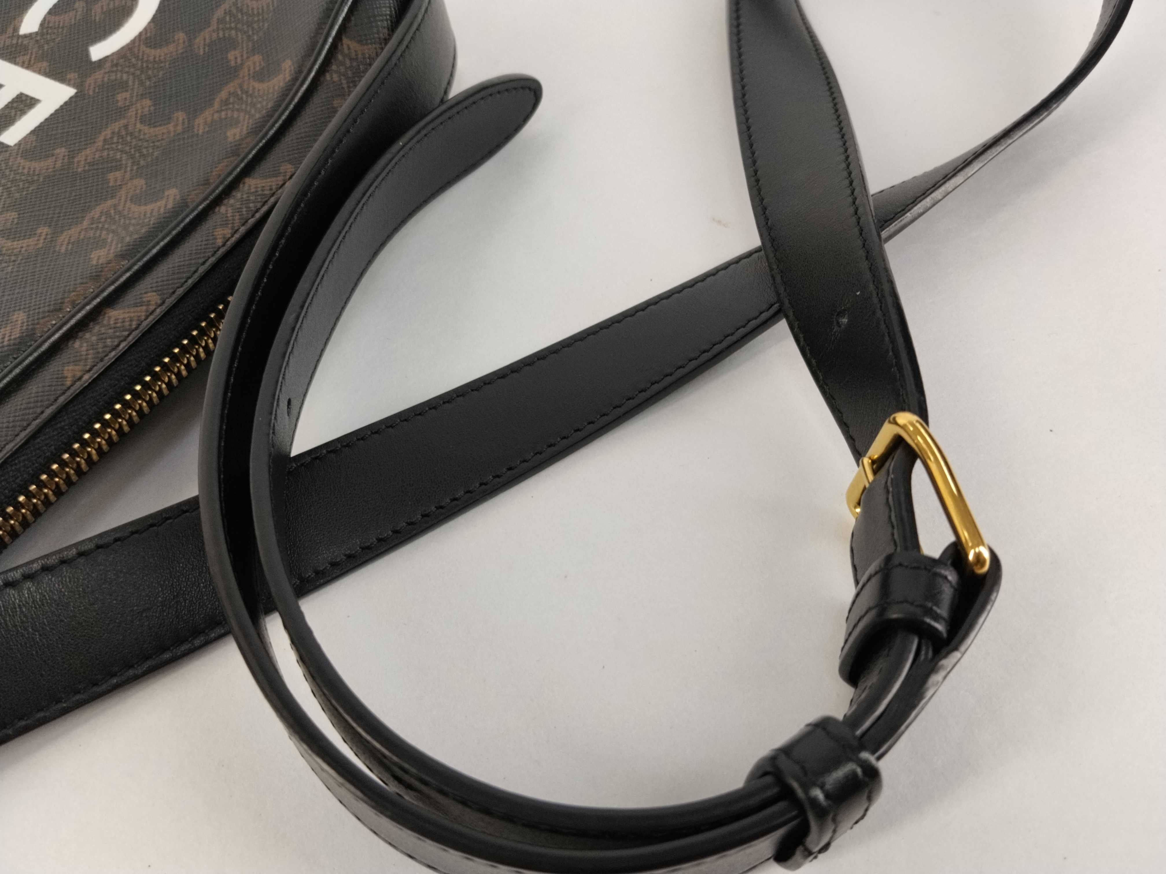 Triomphe Medium Messenger PVC x Leather Shoulder Bag, Black — view 4