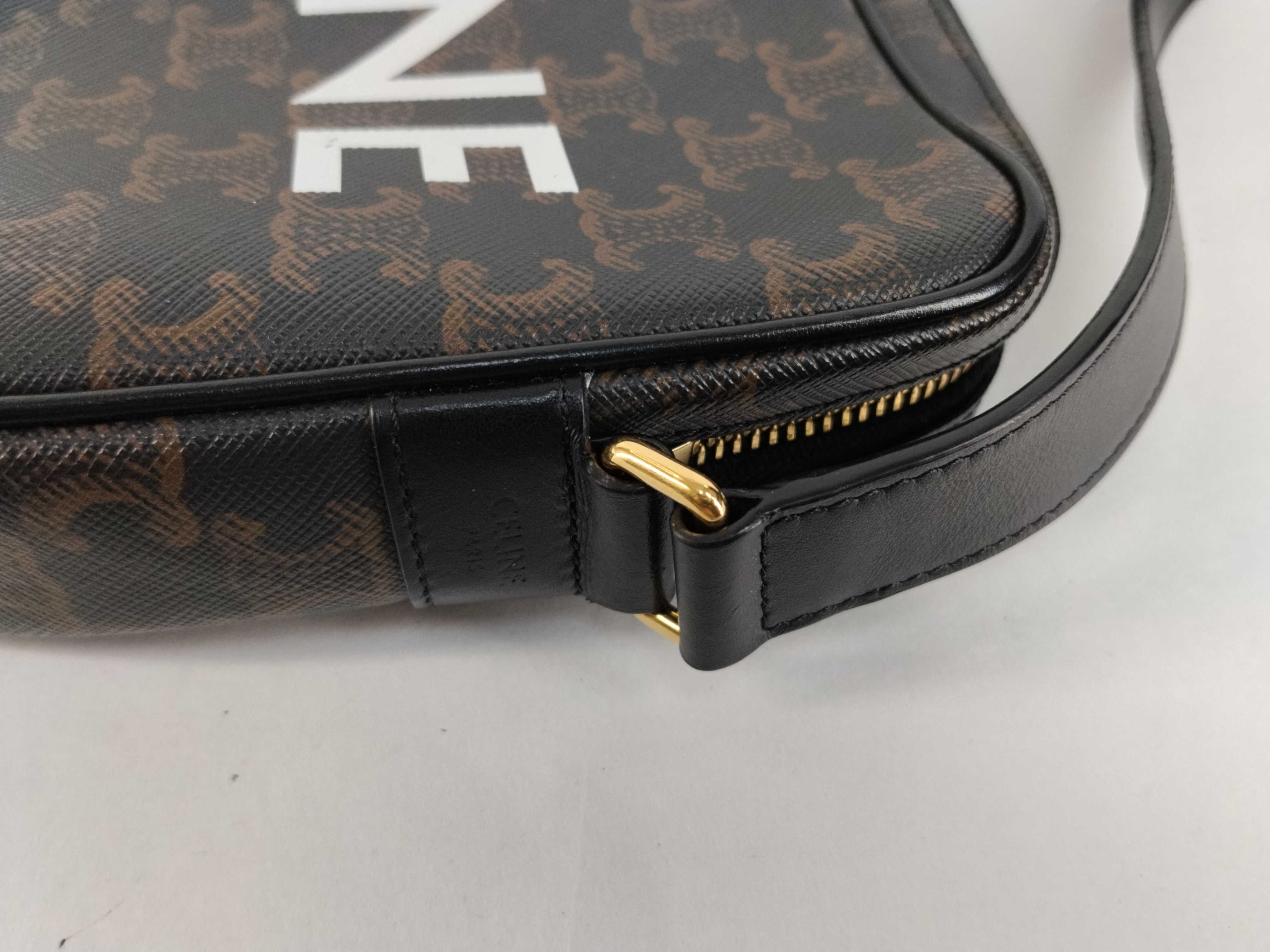 Triomphe Medium Messenger PVC x Leather Shoulder Bag, Black — view 5