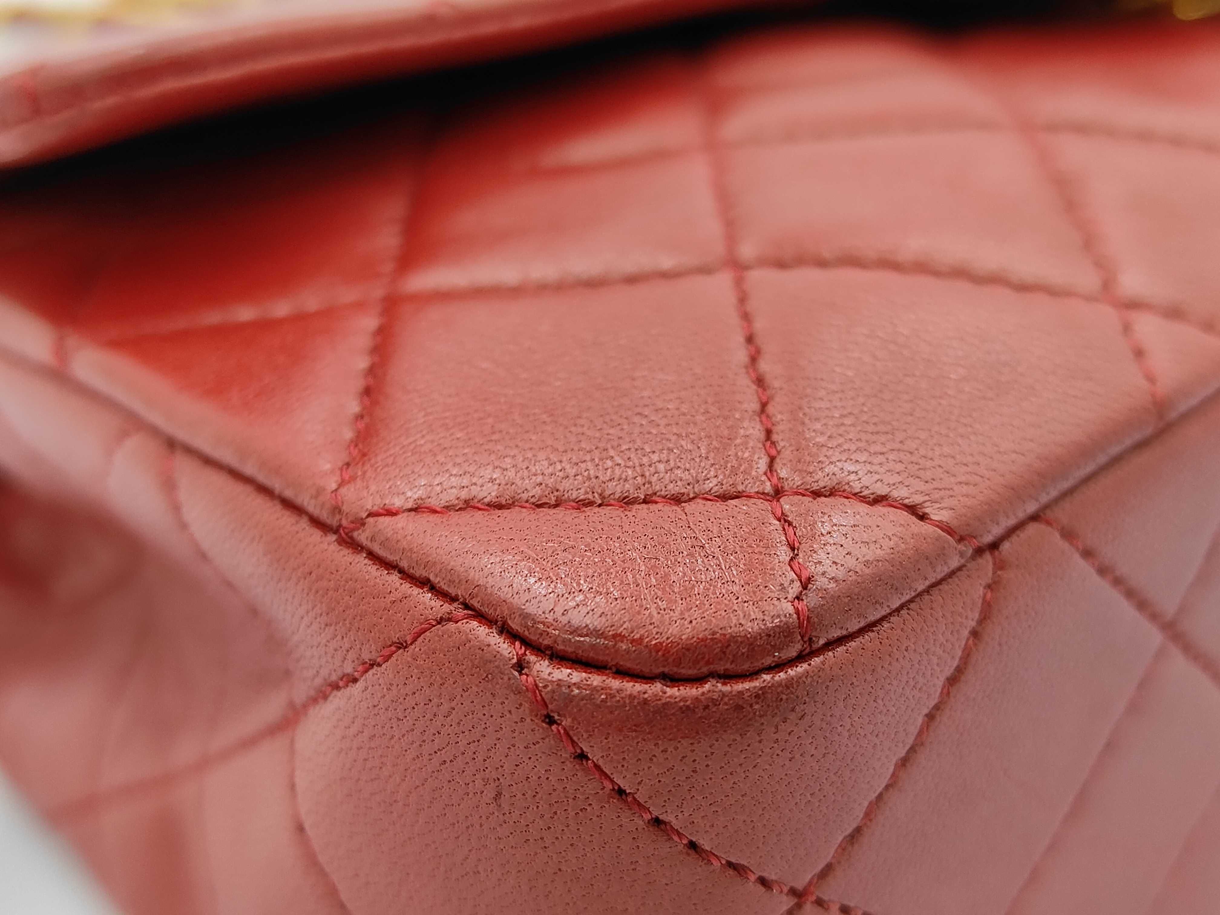 Matelassé 23 Double Flap Red Shoulder Bag (Stamp No. 0) — view 6