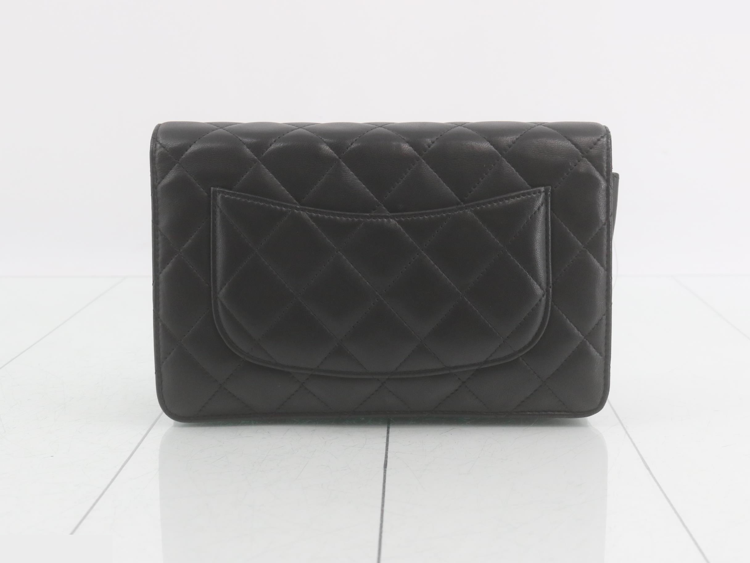 Matelassé Chain Wallet Shoulder Bag, Black — view 2