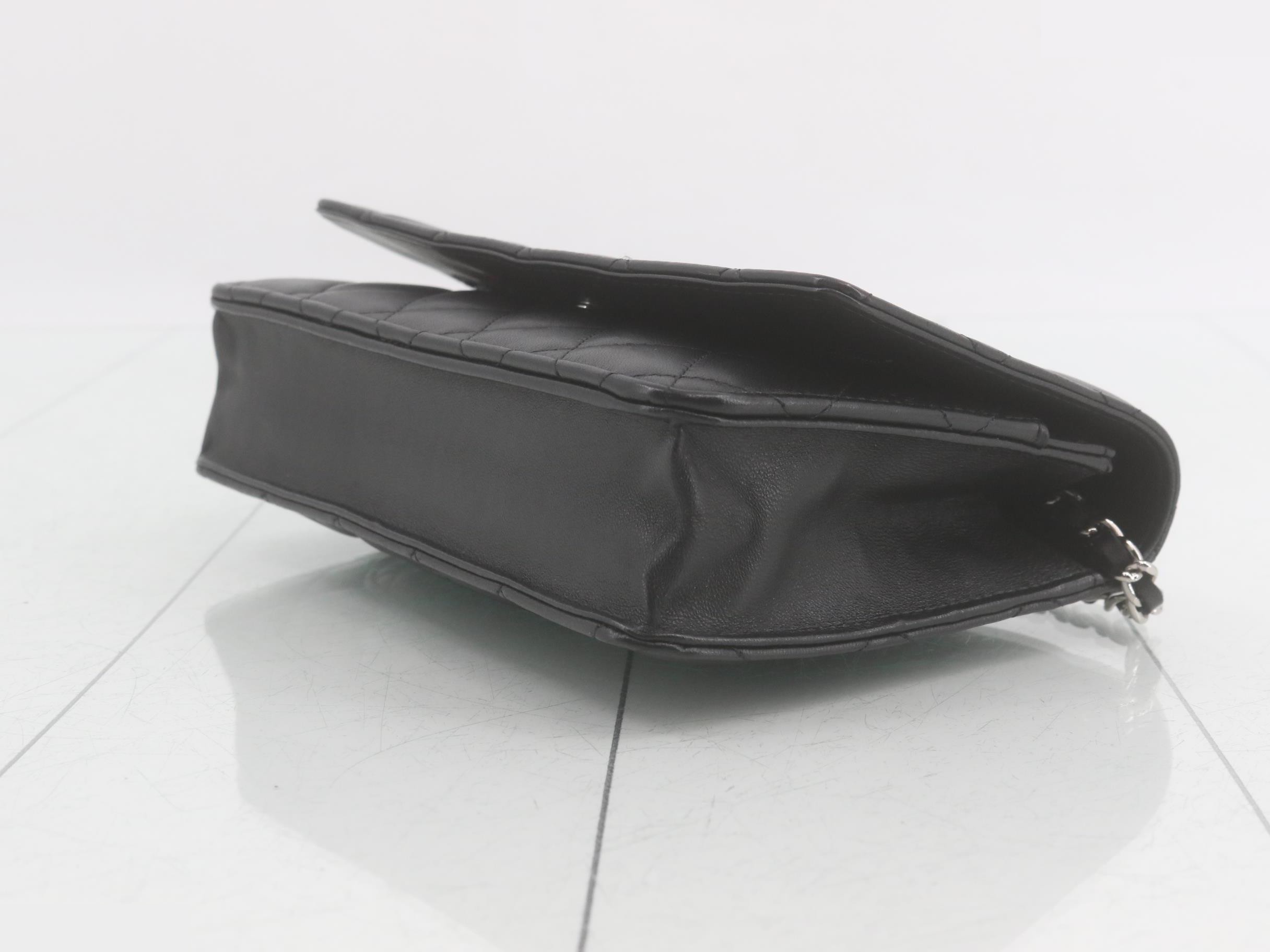Matelassé Chain Wallet Shoulder Bag, Black — view 6