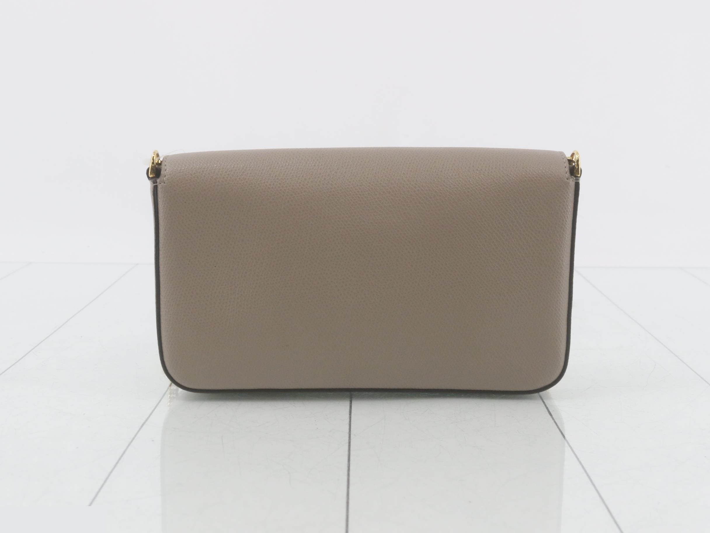 Chain shoulder bag, embossed leather, beige — view 2