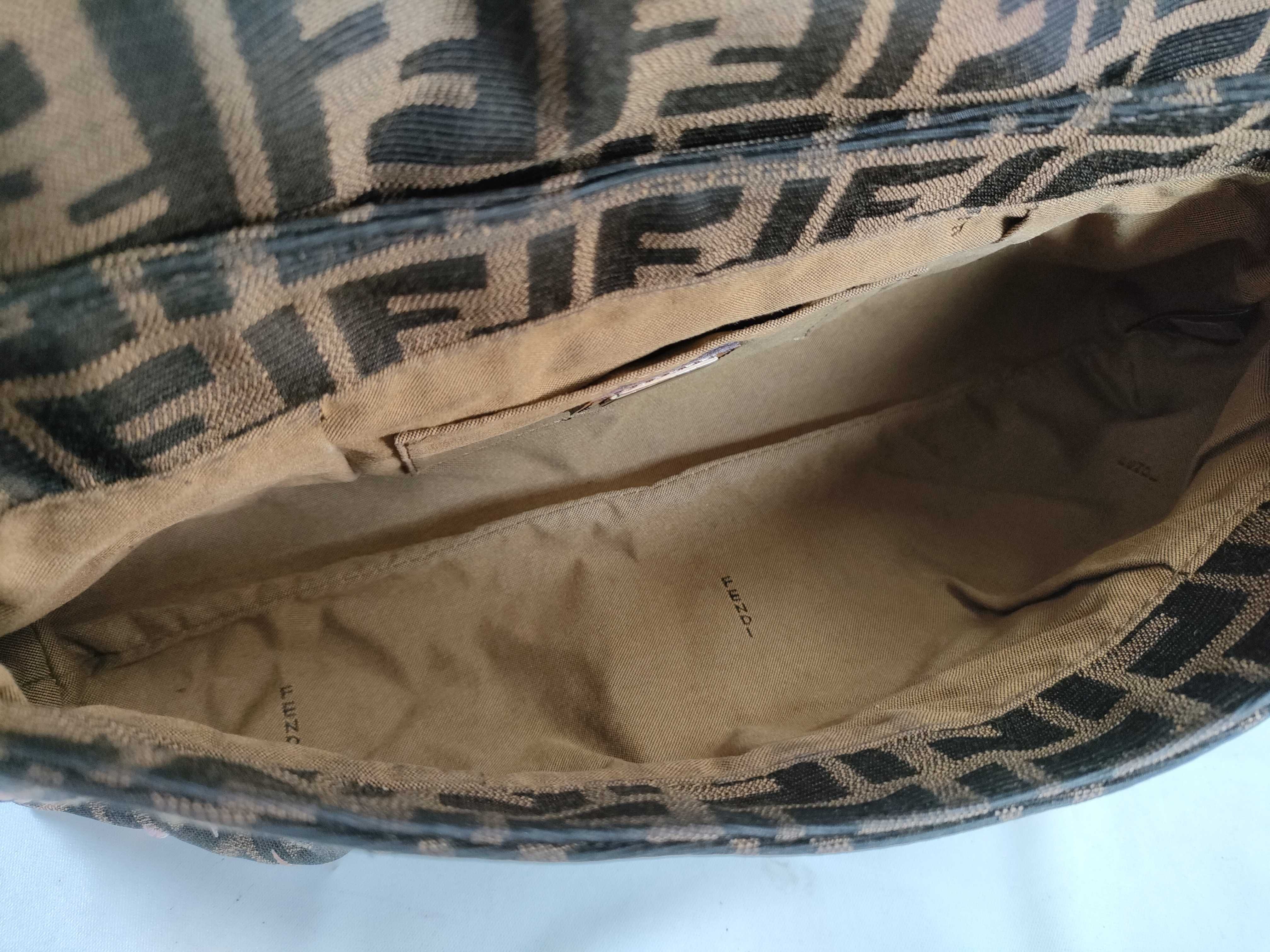 ZUCCa Canvas & Leather Shoulder Bag Brown 8BR445 Flower Shoulder Bag — view 10