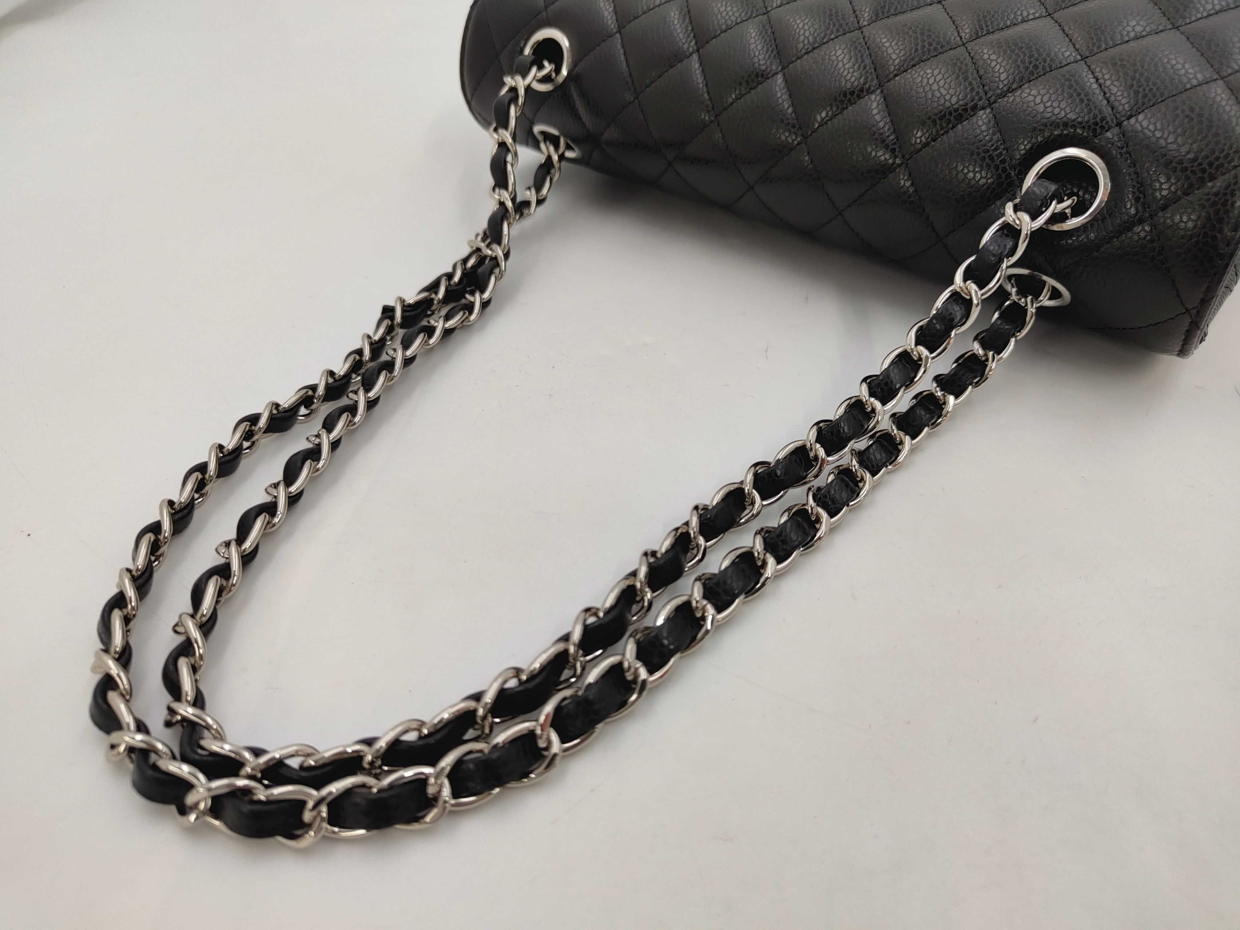Matelassé 25 Double Flap Caviar Black Chain Shoulder Bag — view 3