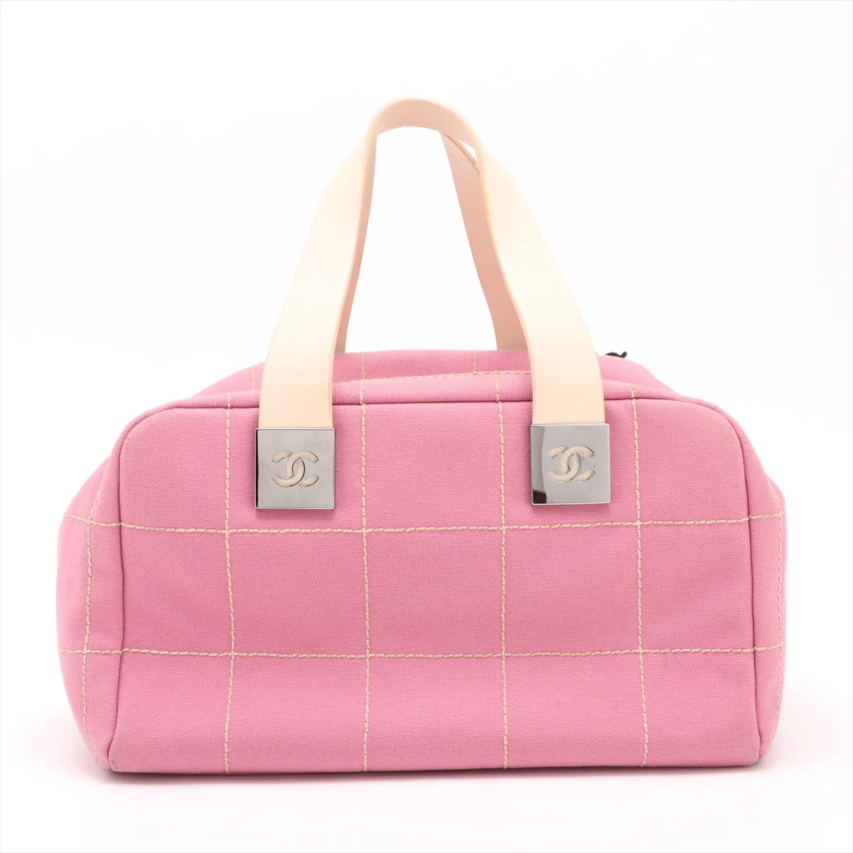 Chocolate Bar Canvas Handbag Camellia Pink Silver Hardware 8864307 No. 8 — view 2