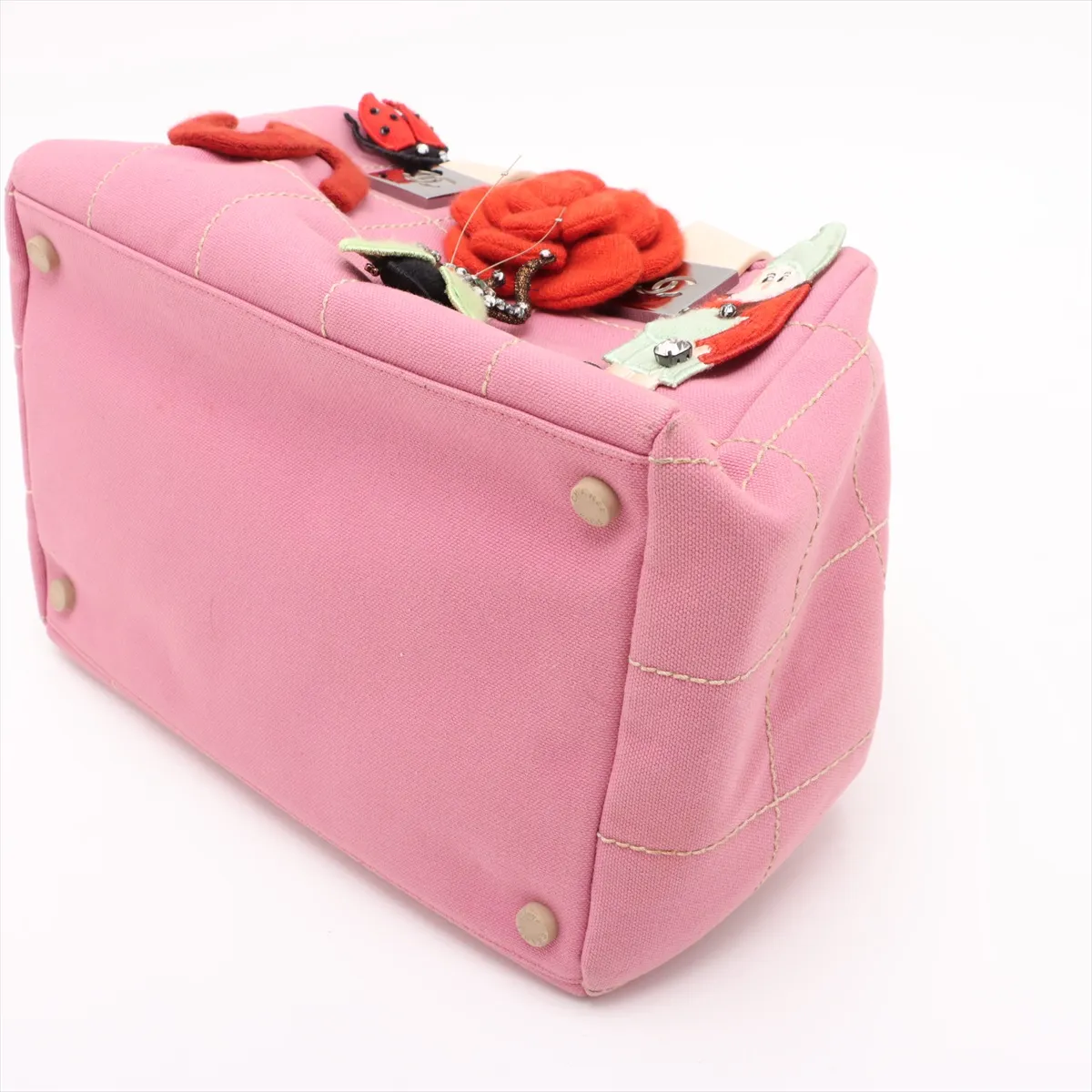 Chocolate Bar Canvas Handbag Camellia Pink Silver Hardware 8864307 No. 8 — view 3