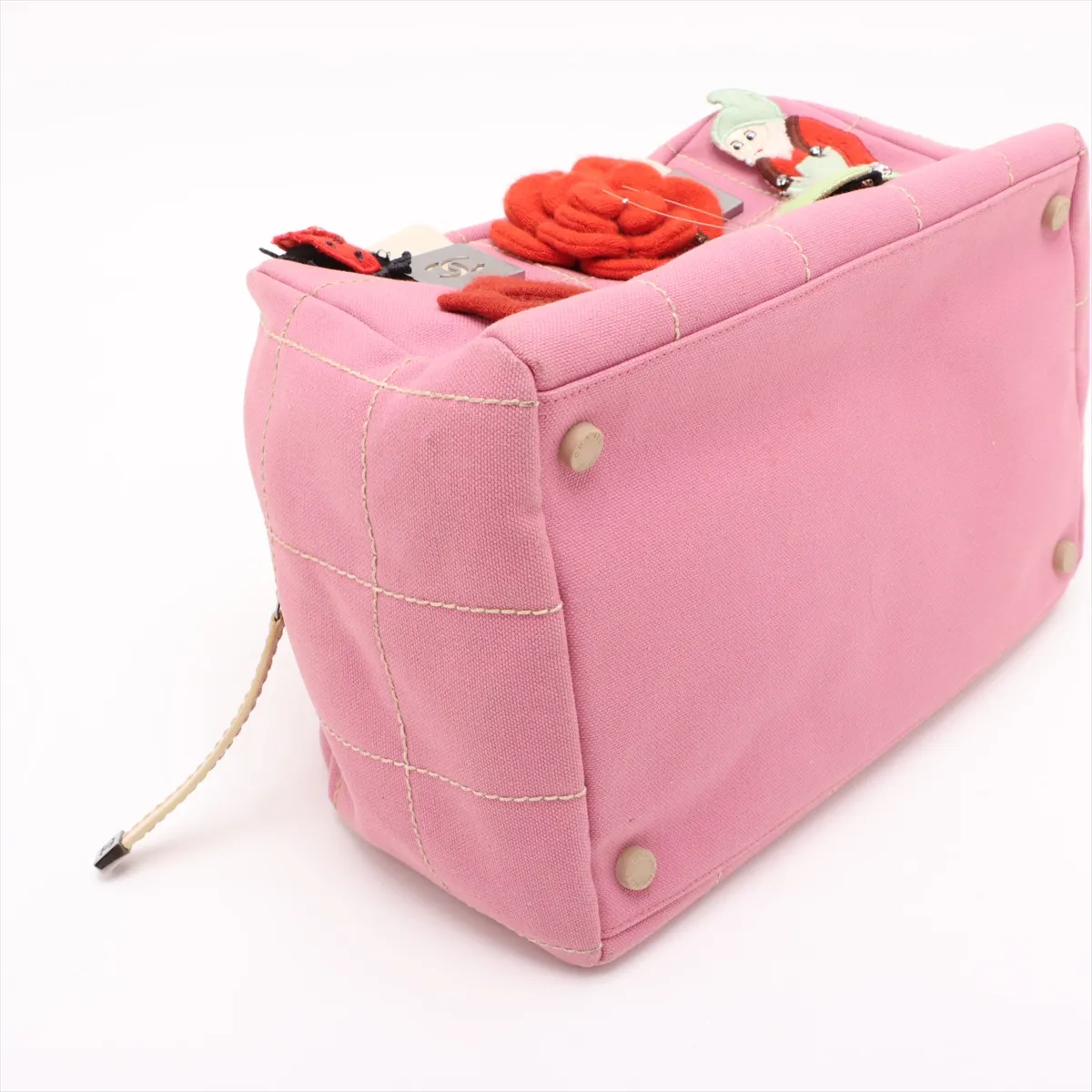 Chocolate Bar Canvas Handbag Camellia Pink Silver Hardware 8864307 No. 8 — view 4