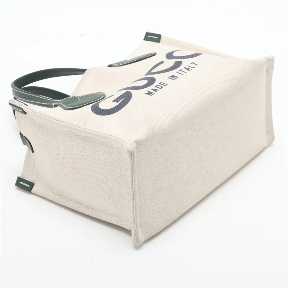 Logo Print Canvas x Leather 2-Way Handbag, Beige x Green, 772144 — view 4