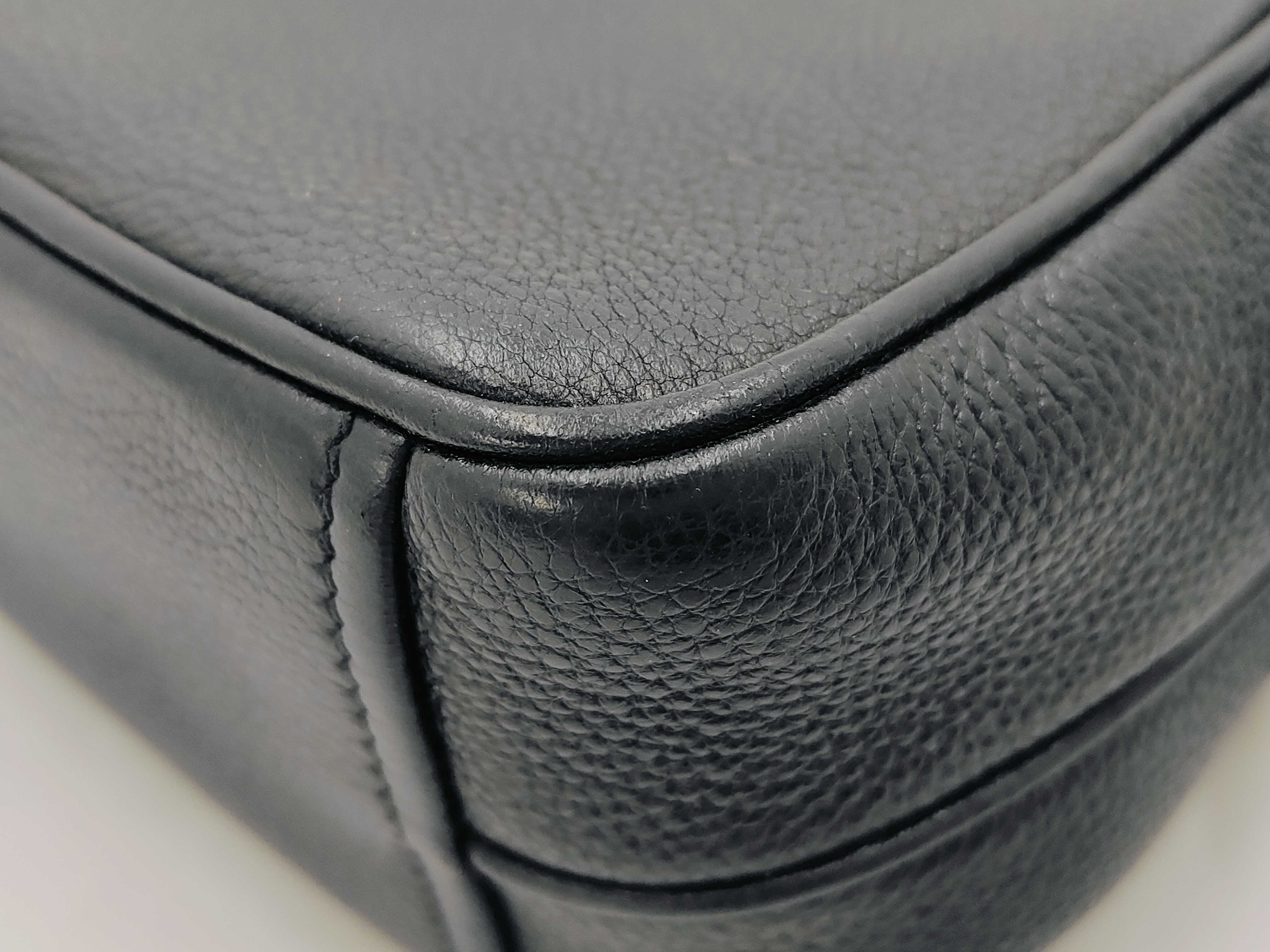 Leather Shoulder Bag, Black — view 8