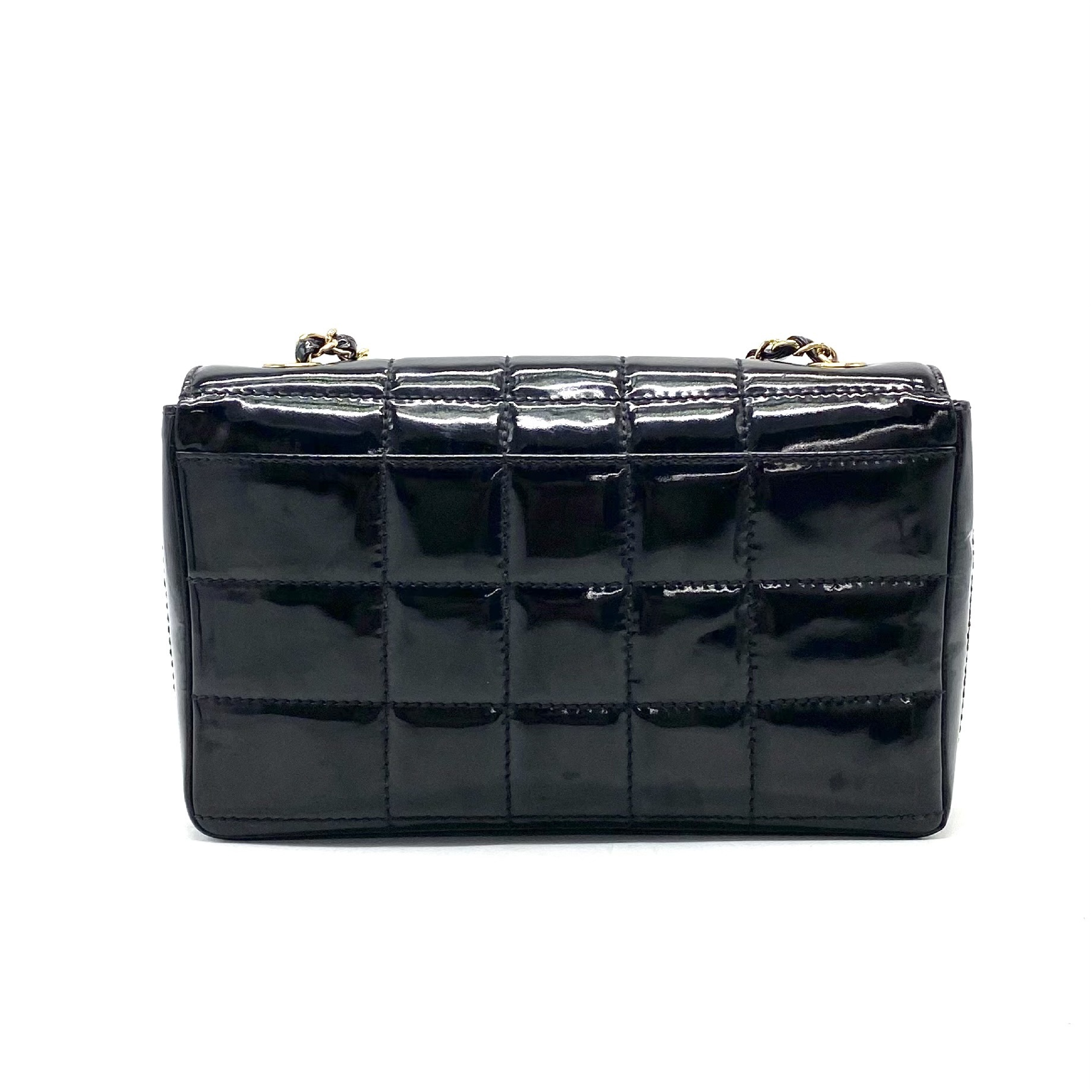 Chocolate Bar Turnlock Coco Mark Patent Leather Chain Shoulder Bag — view 2
