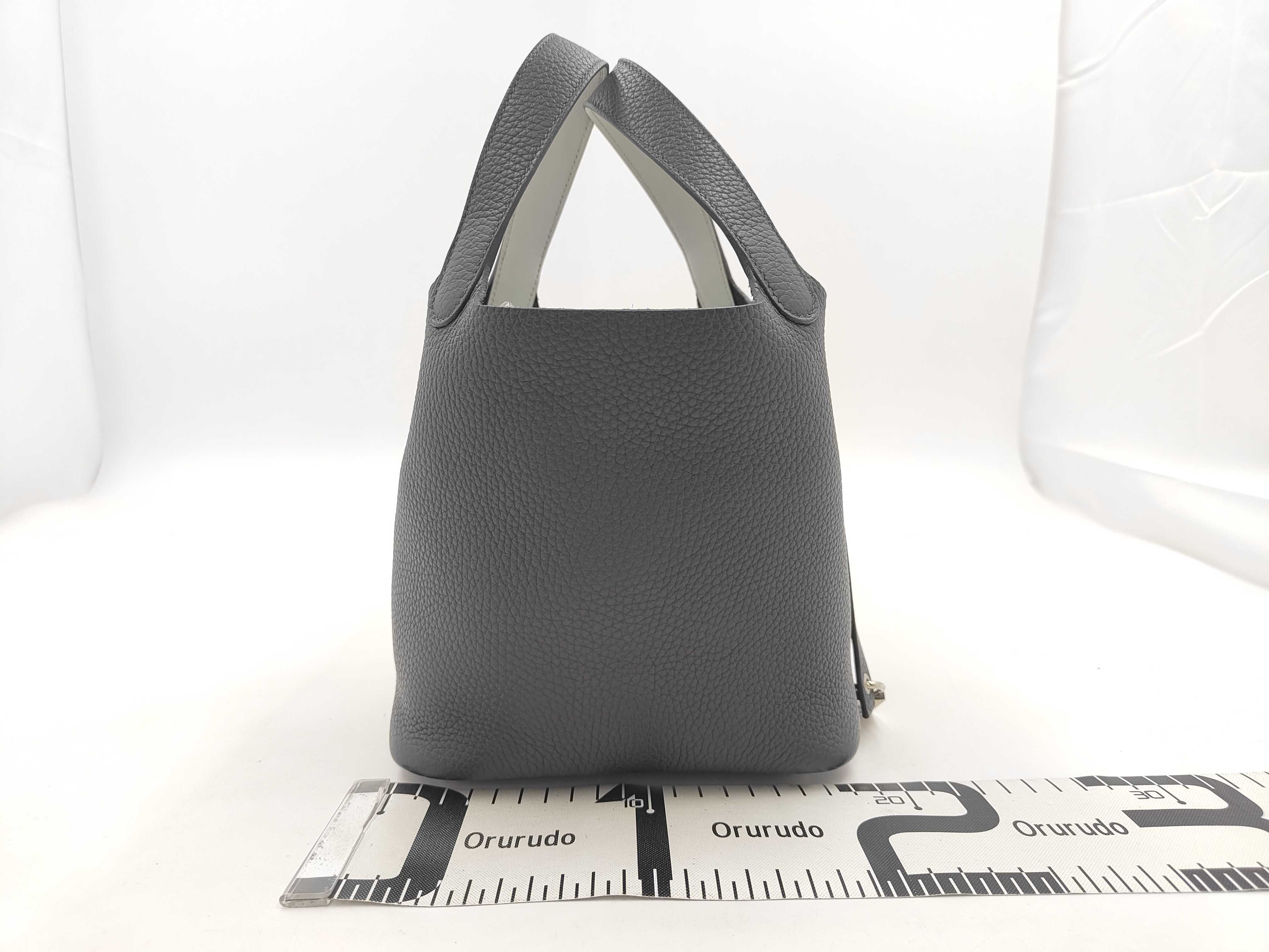 Picotin Eclat Handbag, Taurillon/Swift Leather, Vert Mangrove/Gris Pantin, Silver Hardware, K Stamp — view 2